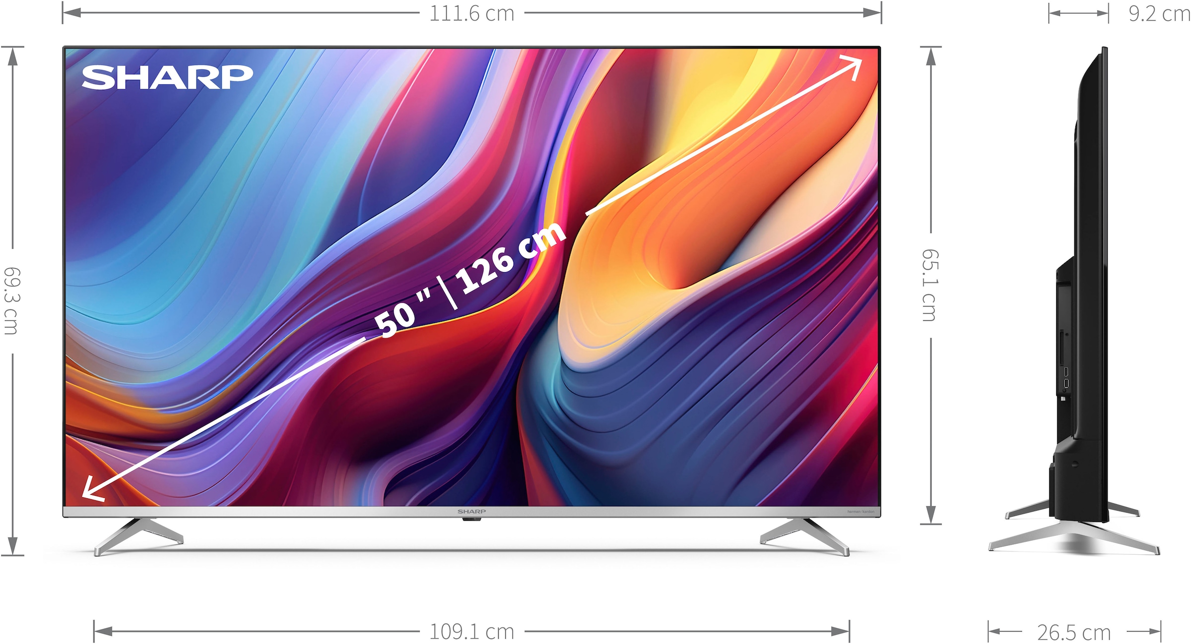 Sharp QLED-Fernseher »4T-C50GPx«, 4K Ultra HD, Google TV-Smart-TV, Quantum Dot, QLED, Dolby Atmos, Dolby Vision, HDMI 2.1 mit eARC