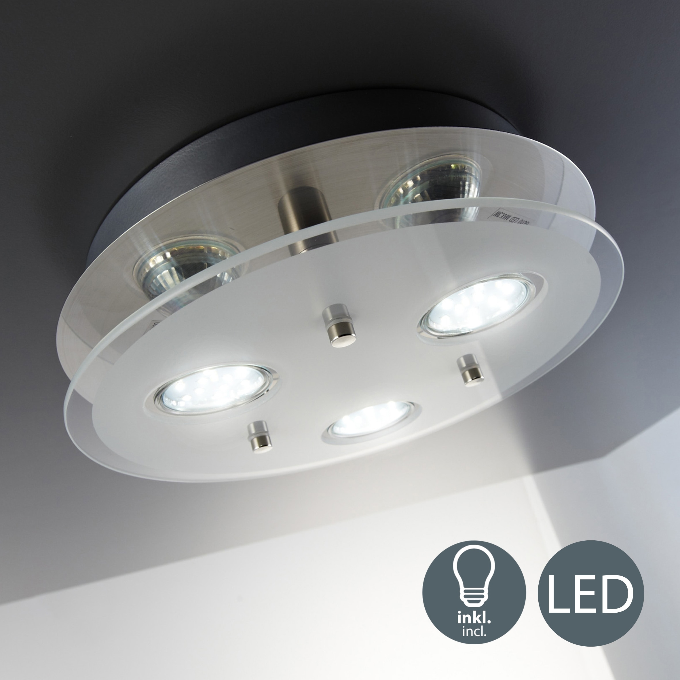 B.K.Licht LED Lumen 3W LED kaufen Deckenleuchte 250 flammig-flammig, warmweiß »Dinora«, Deckenlampe GU10 Glas 3 LED auf Raten inkl. Strahler