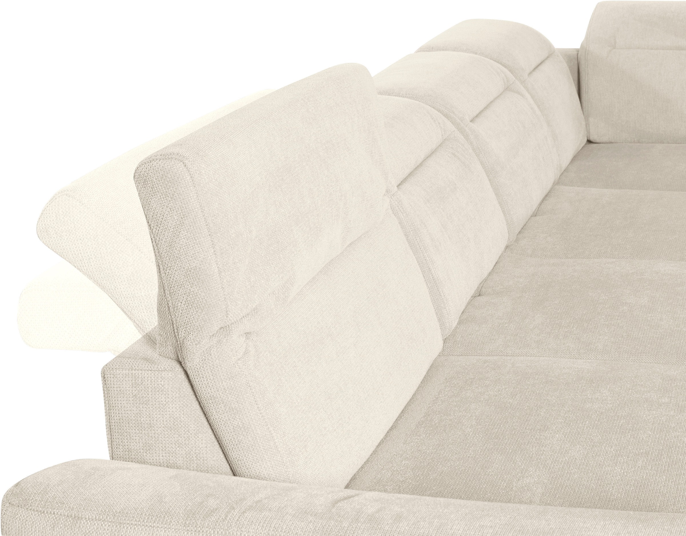 sit&more Wohnlandschaft »Percy U-Form«, 12 cm Fußhöhe, Sitztiefenverstellung, wahlweise in 2 Fußfarben