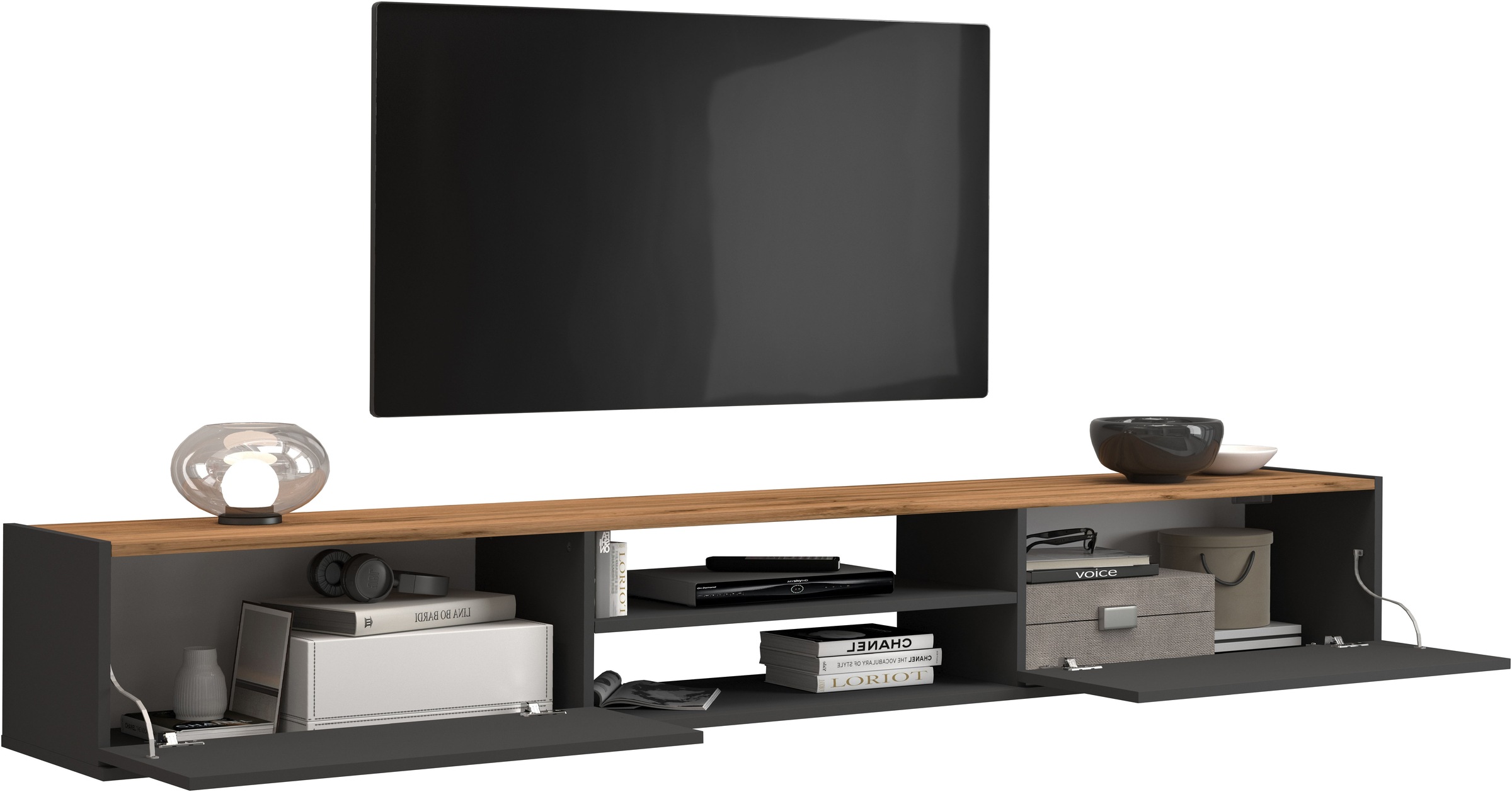 INOSIGN Lowboard »Garda,Lowboard,TV-Kommode,TV-Möbel,TV-Bank«, stehend und hängend mit 2 Klappen, 1 Einlegeboden, Breite 210 cm