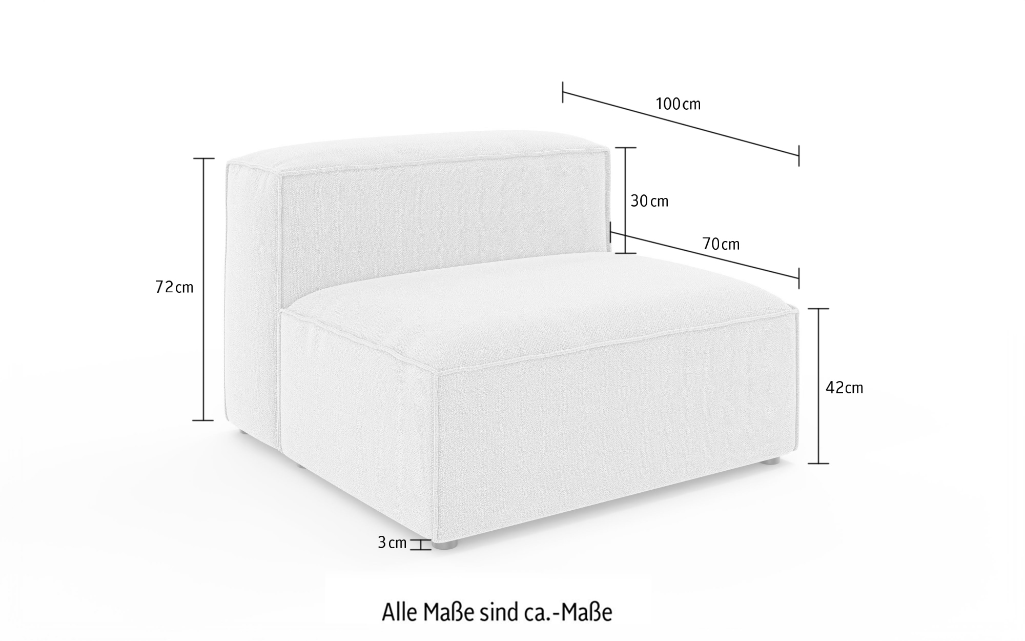 INOSIGN Sessel »HAILY Sofa-Mittelelement, Maße B/T/H: 100/100/72 cm«, als Modul oder separat verwendbar, für individuelle Zusammenstellung