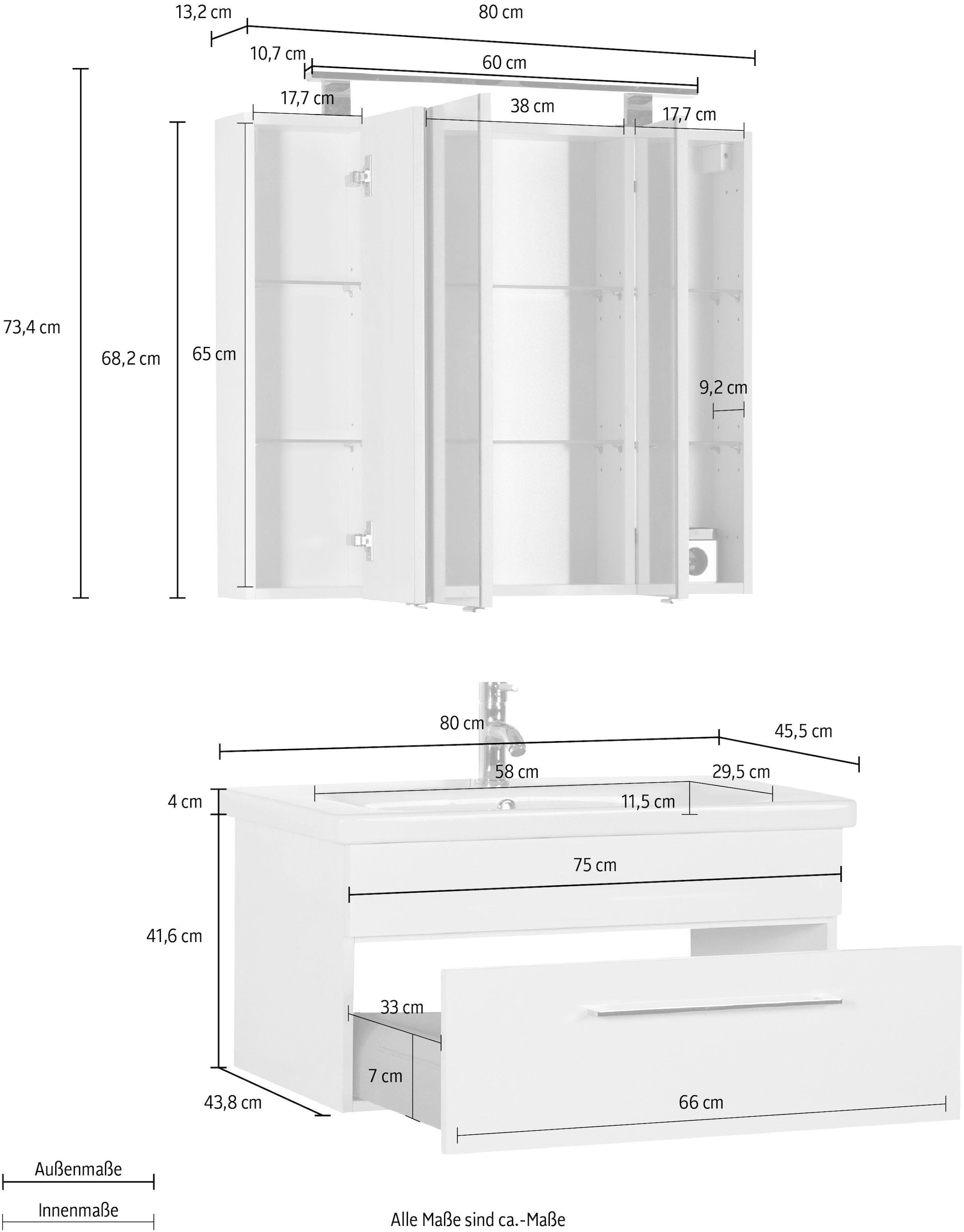 Saphir Badmöbel-Set »3400 Basic« Set, 2 Stk. tlg.