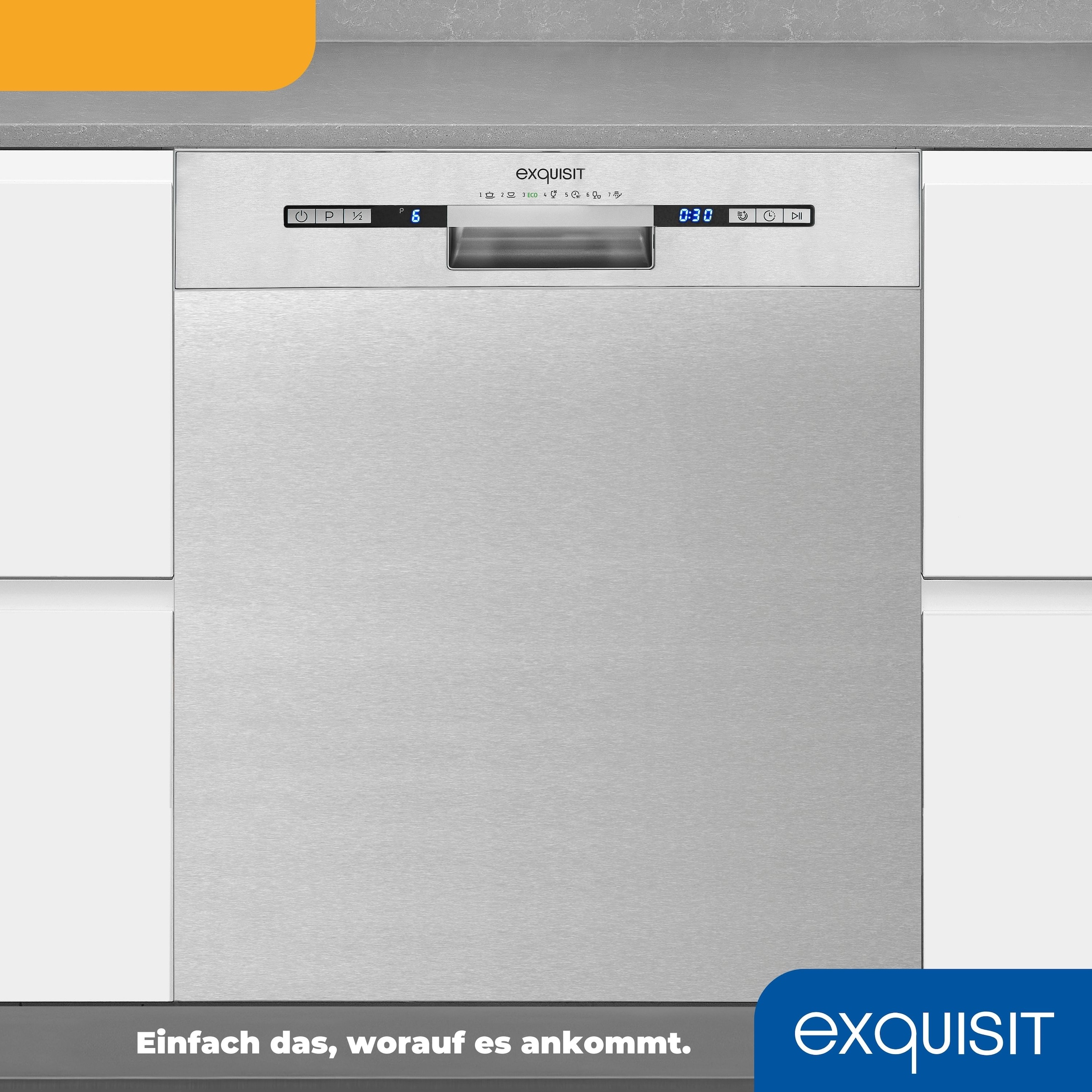 exquisit Unterbaugeschirrspüler »EGSP9313-EF-030E inox« 11 l 13 Maßgedecke Unterbaugerät mit eleganter Edelstahlfront, keine Möbelfront notwendig