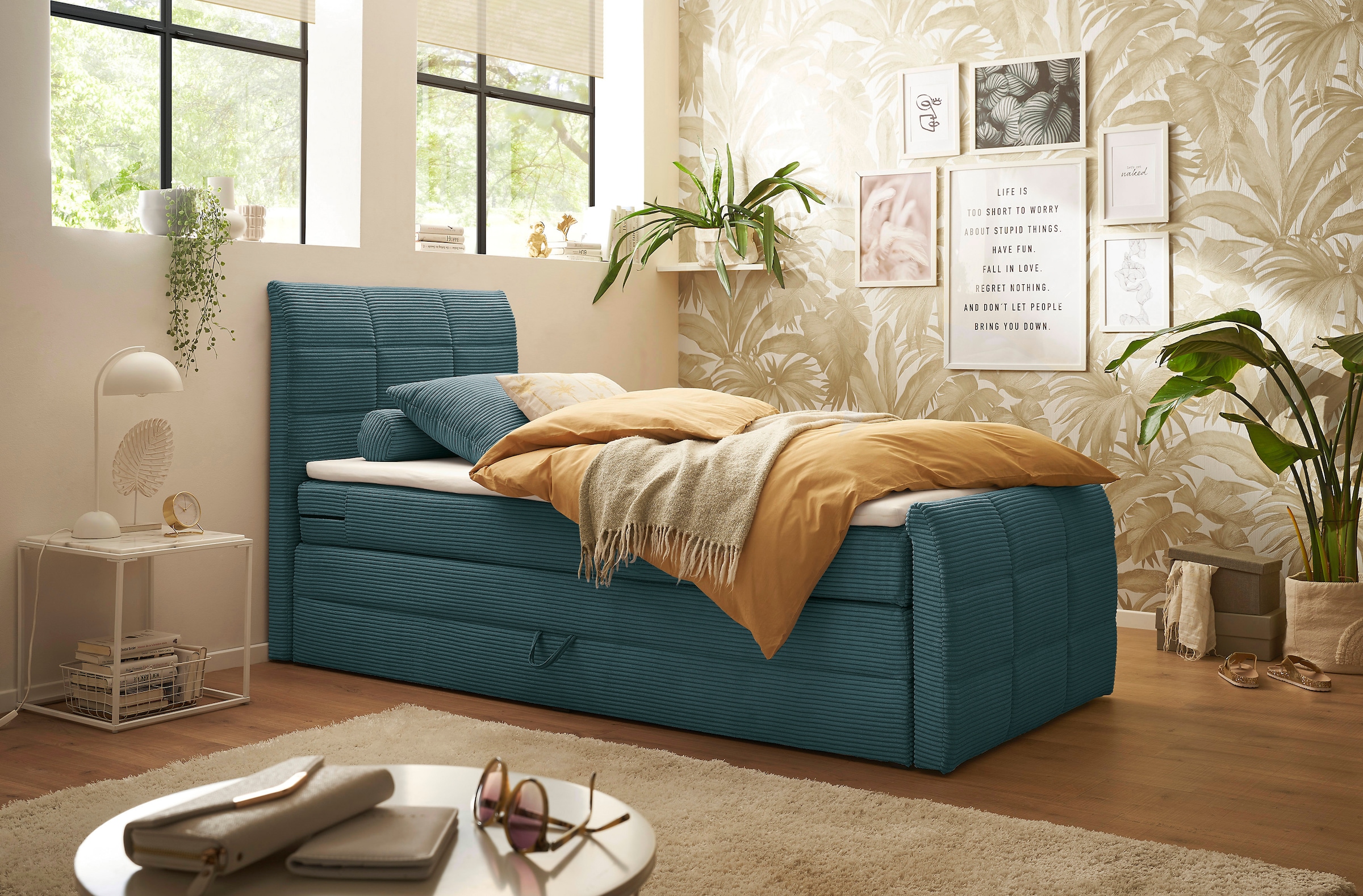 ED EXCITING DESIGN Boxspringbett »Bolivia«, harte Seite mit Kokosmatte, wei günstig online kaufen