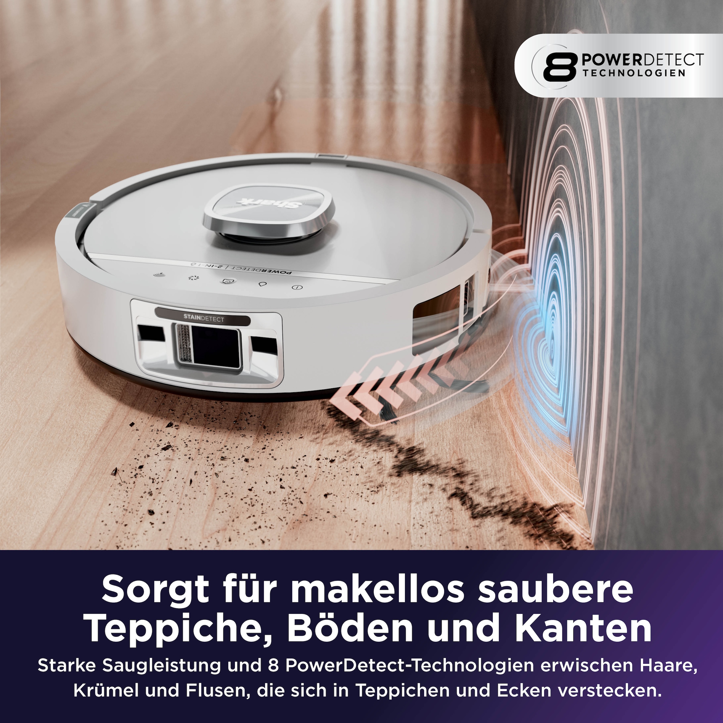 Shark Saugroboter »Shark PowerDetect UV Reveal 2-in-1 Saug- und Wischroboter  Schwarz« UV-Reveal-Technologie, 8 PowerDetect-Technologien