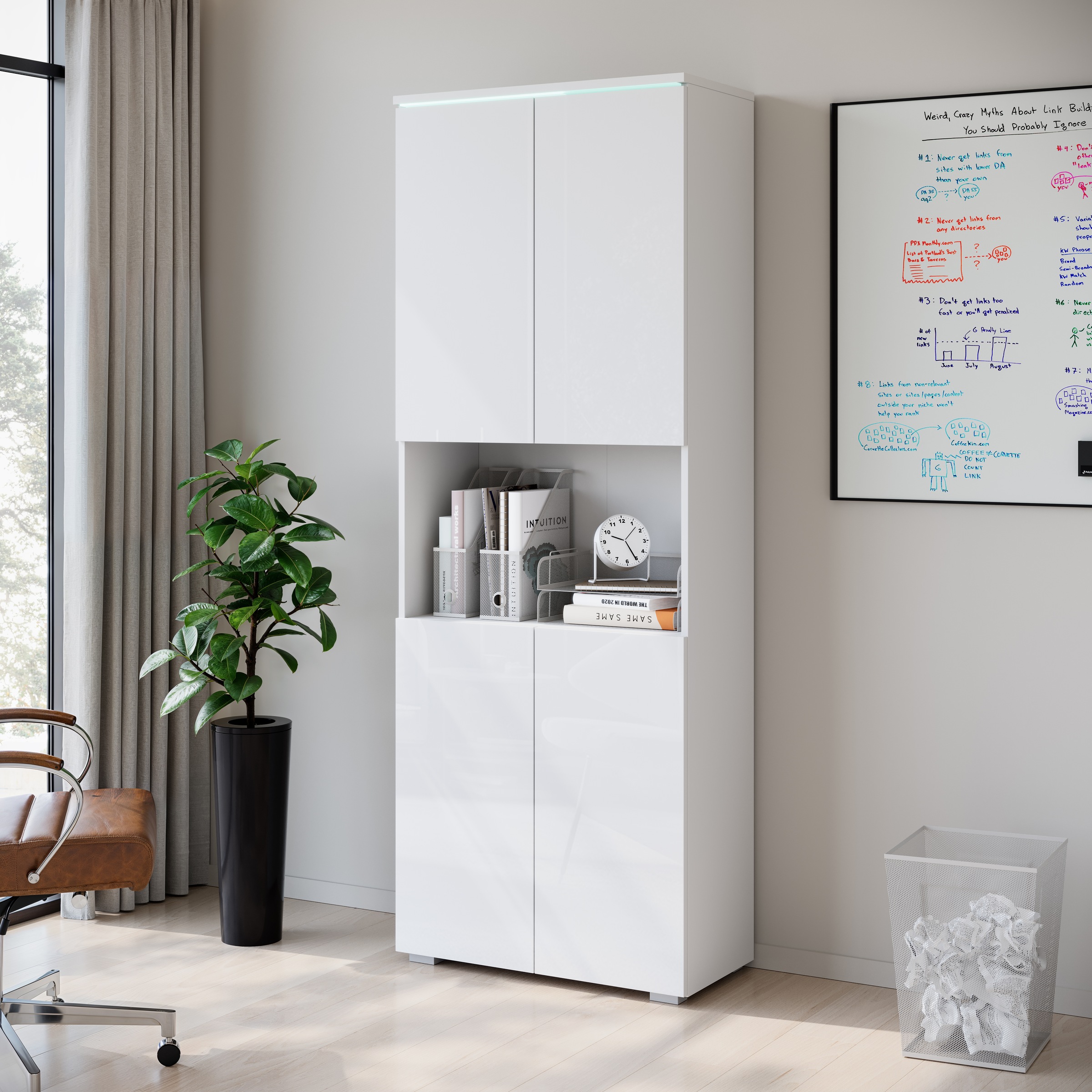 INOSIGN Aktenschrank »Vera, Mehrzweckschrank mit LED-Beleuchtung«, Praktischer Stauraum mit flexibel einstellbaren Ablageböden