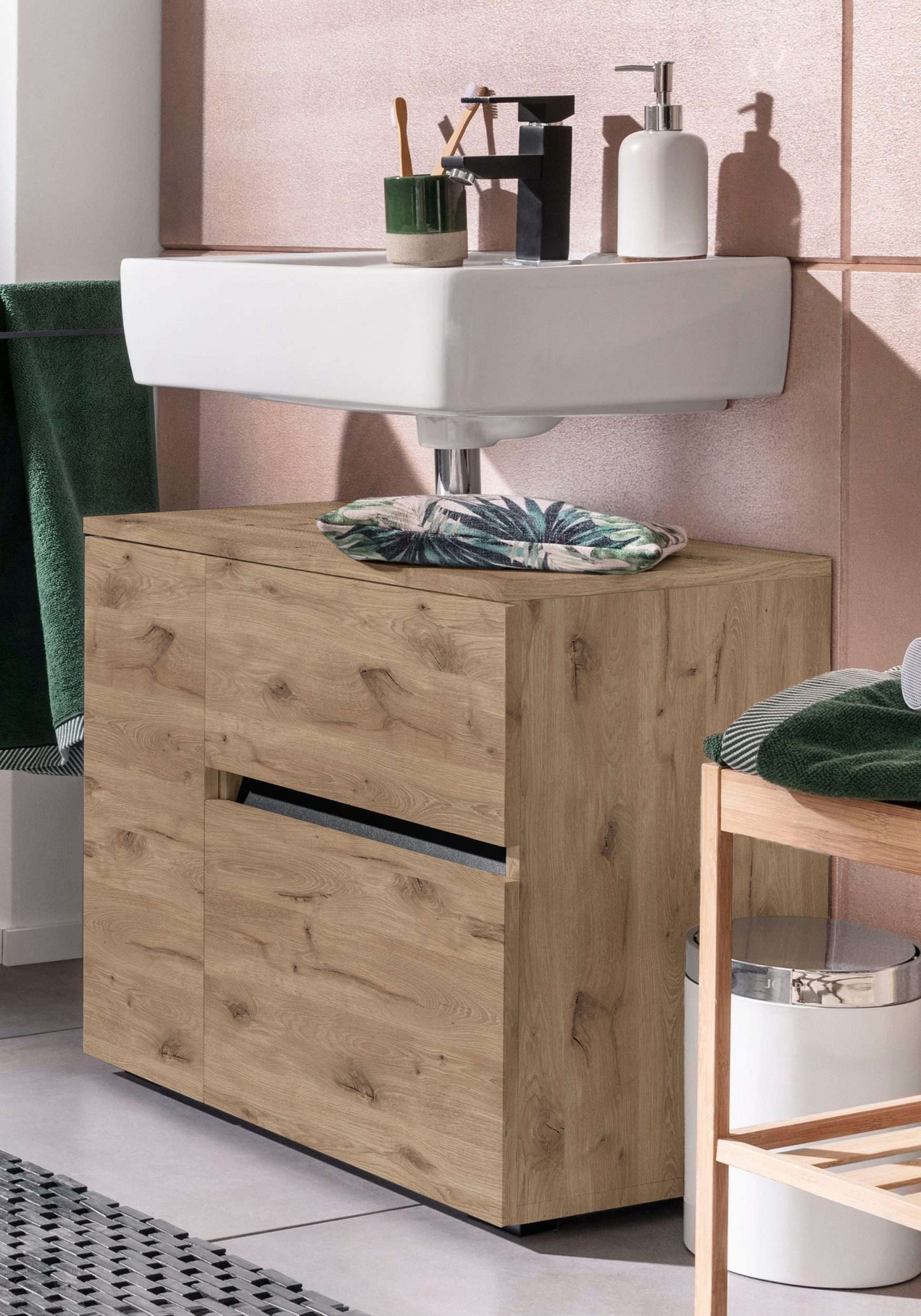 Home affaire Waschbeckenunterschrank "Wisla" Siphonausschnitt, Push-to-open günstig online kaufen