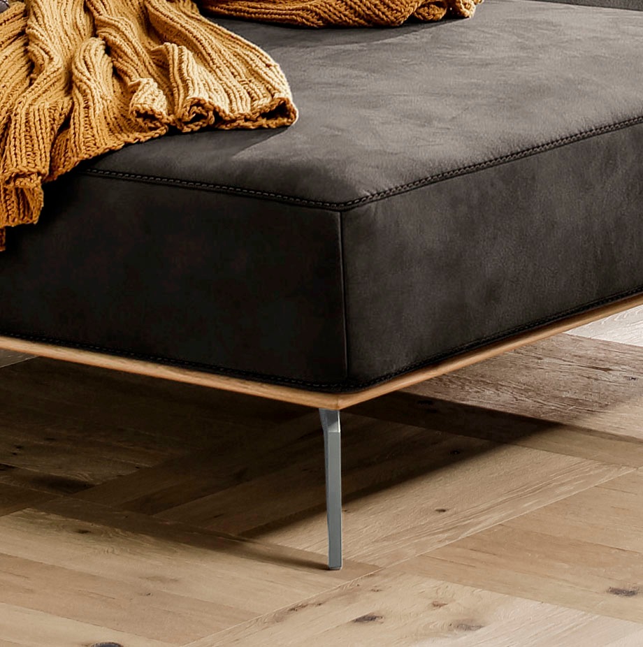 W.SCHILLIG Ecksofa »run, Designsofa mit tollem Sitzkomfort, bequem, L-Form«, mit elegantem Holzsockel, Füße in Silber matt, Breite 279 cm