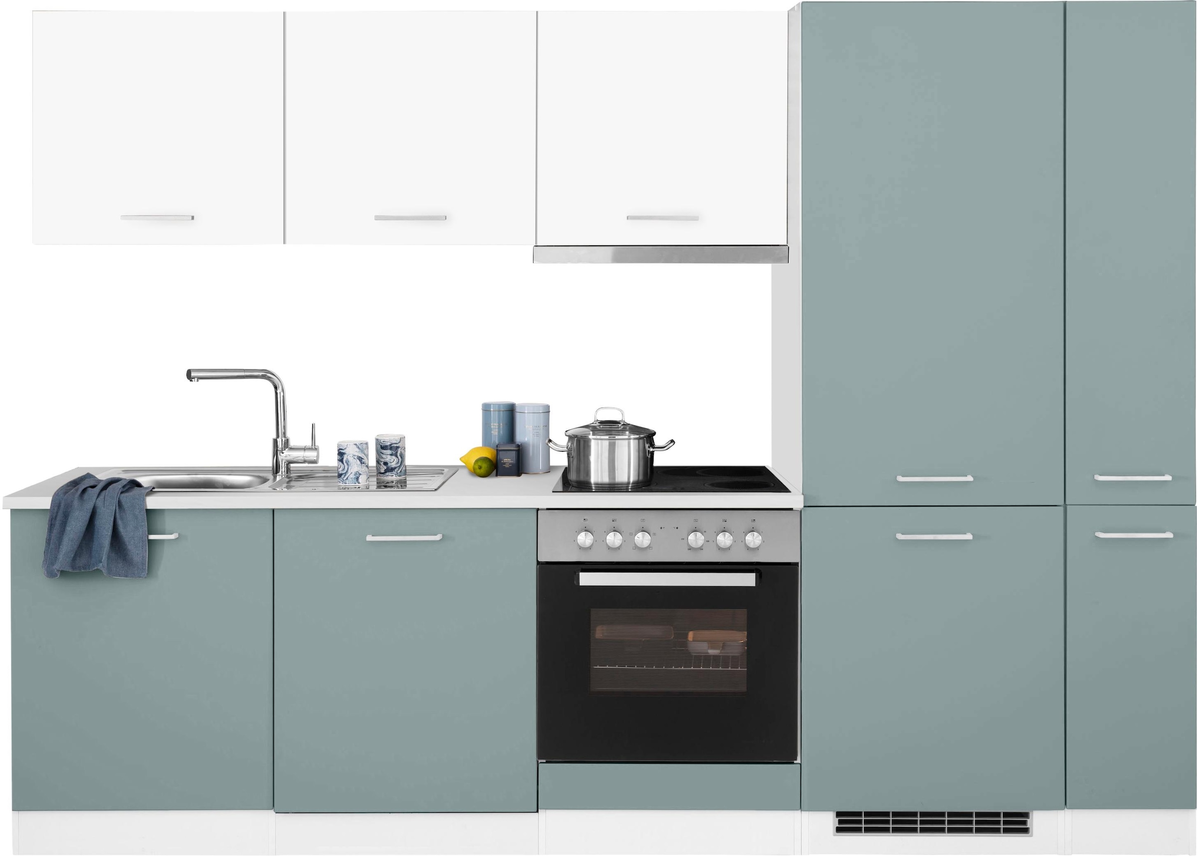 HELD MÖBEL Küchenzeile »Visby«, mit E-Geräten, Breite 270 cm, inkl.  Kühl/Gefrierkombination auf Rechnung bestellen | Backofenumbauschränke