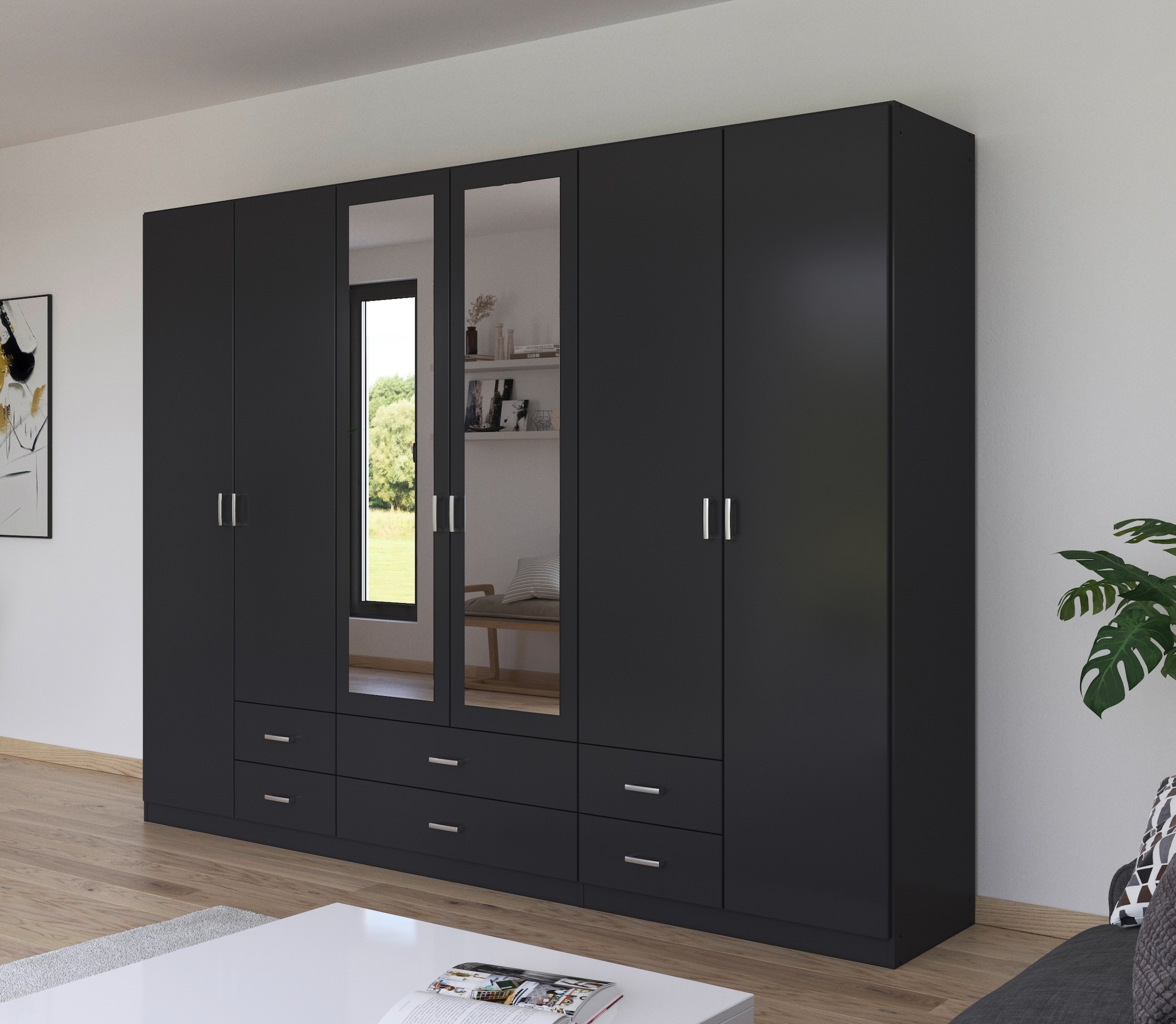 rauch Kleiderschrank »Schrank Garderobe Wäscheschrank GAMMA in 3 Breiten«, viel Stauraum mit 6 Schubladen, mit Spiegel TOPSELLER MADE IN GERMANY