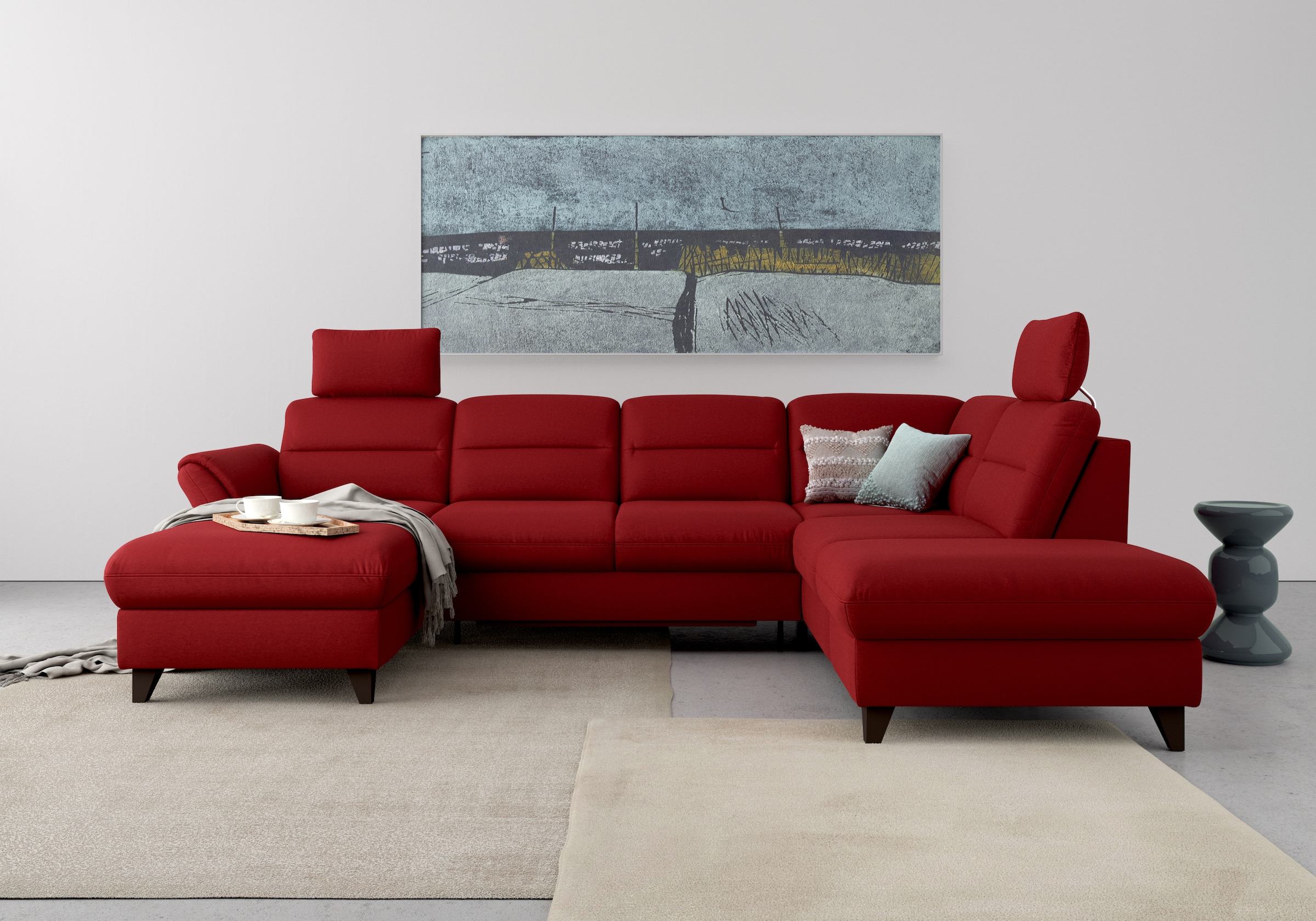 sit&more Wohnlandschaft »Mellum U-Form«, Federkern, wahlweise mit Bettfunktion, Stauraum und Armteilfunktion