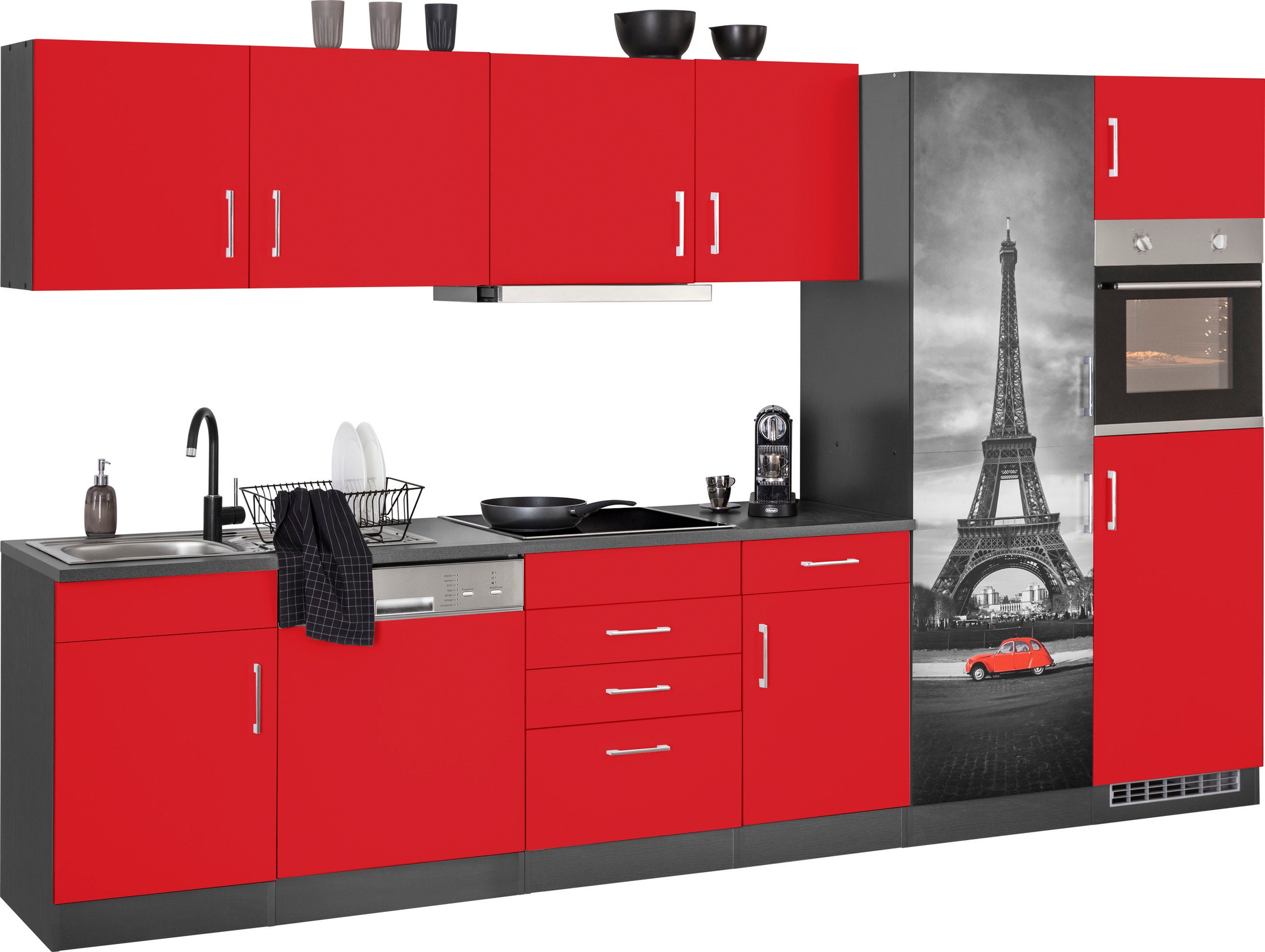 HELD MÖBEL Küchenzeile »Paris«, mit E-Geräten, Breite 340 cm, wahlweise mit Induktionskochfeld