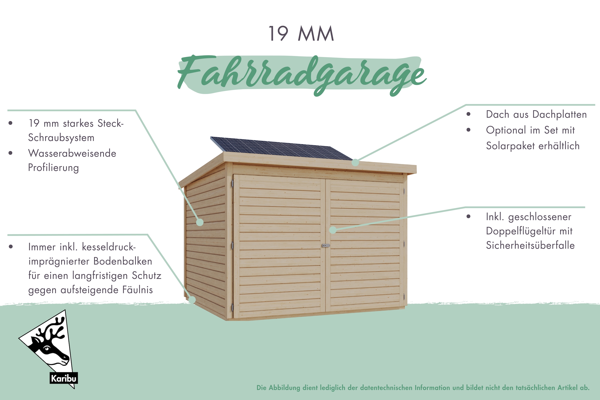 Karibu Fahrradbox »Fahrradgarage 4 Solar«, in verschiedenen Farben, mit Solarkit, BxTxH: 212,5x216,5x167 cm