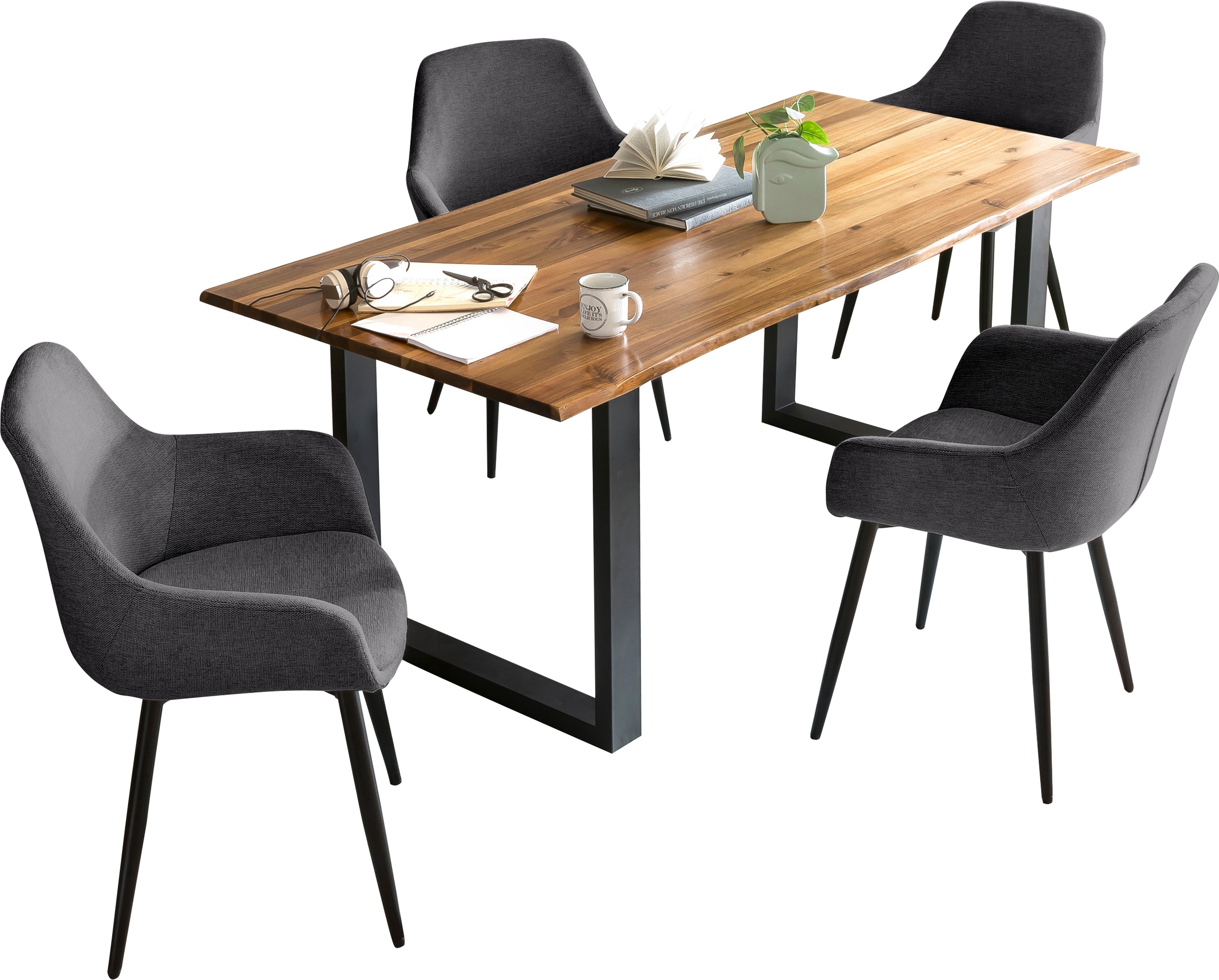 SalesFever Essgruppe, (Set, 5 tlg.), Tischplatte mit echter Baumkante günstig online kaufen