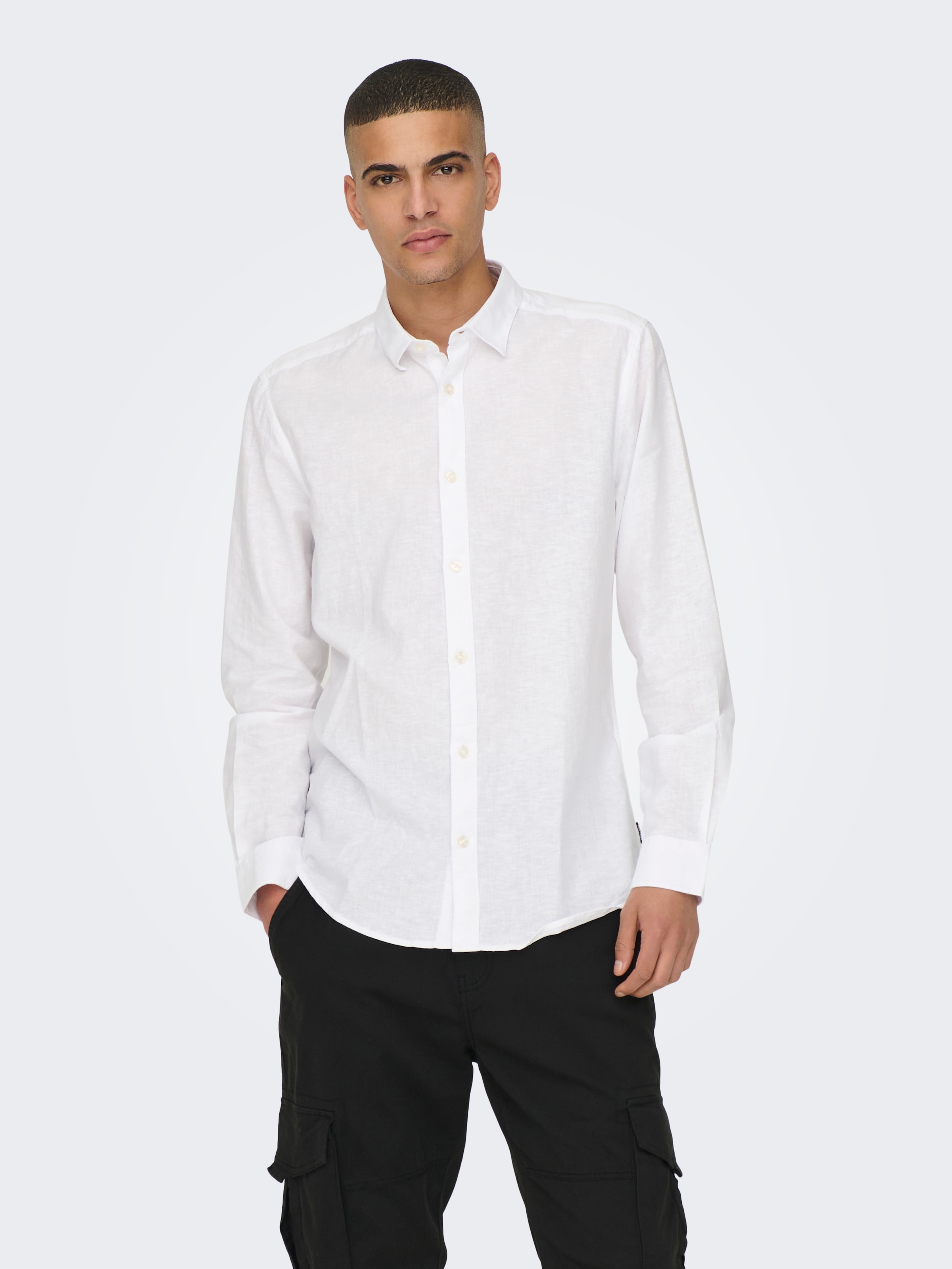 ONLY & SONS Langarmhemd »ONSCAIDEN LS SOLID LINEN SHIRT NOOS« Baumwollmischung mit Leinen, slim fit