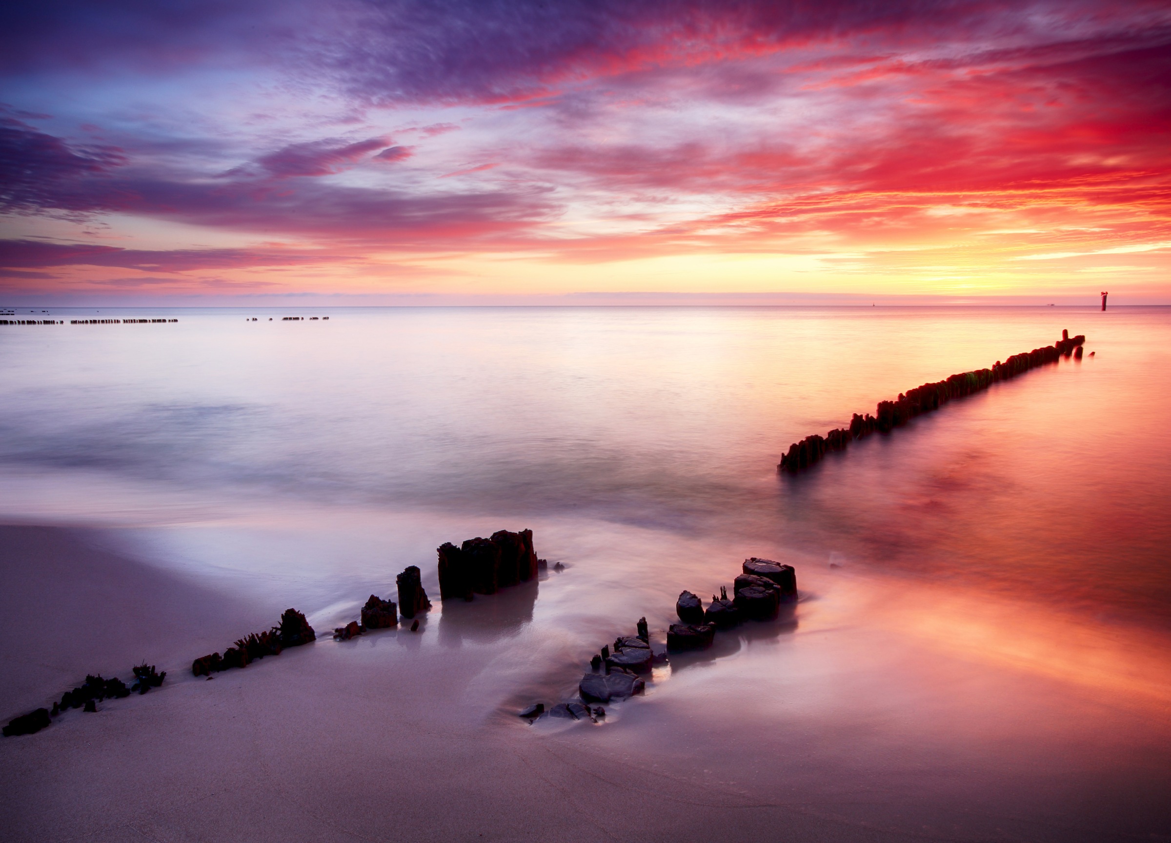 Papermoon Fototapete »Ocean Beach at Sunset« glatt günstig online kaufen