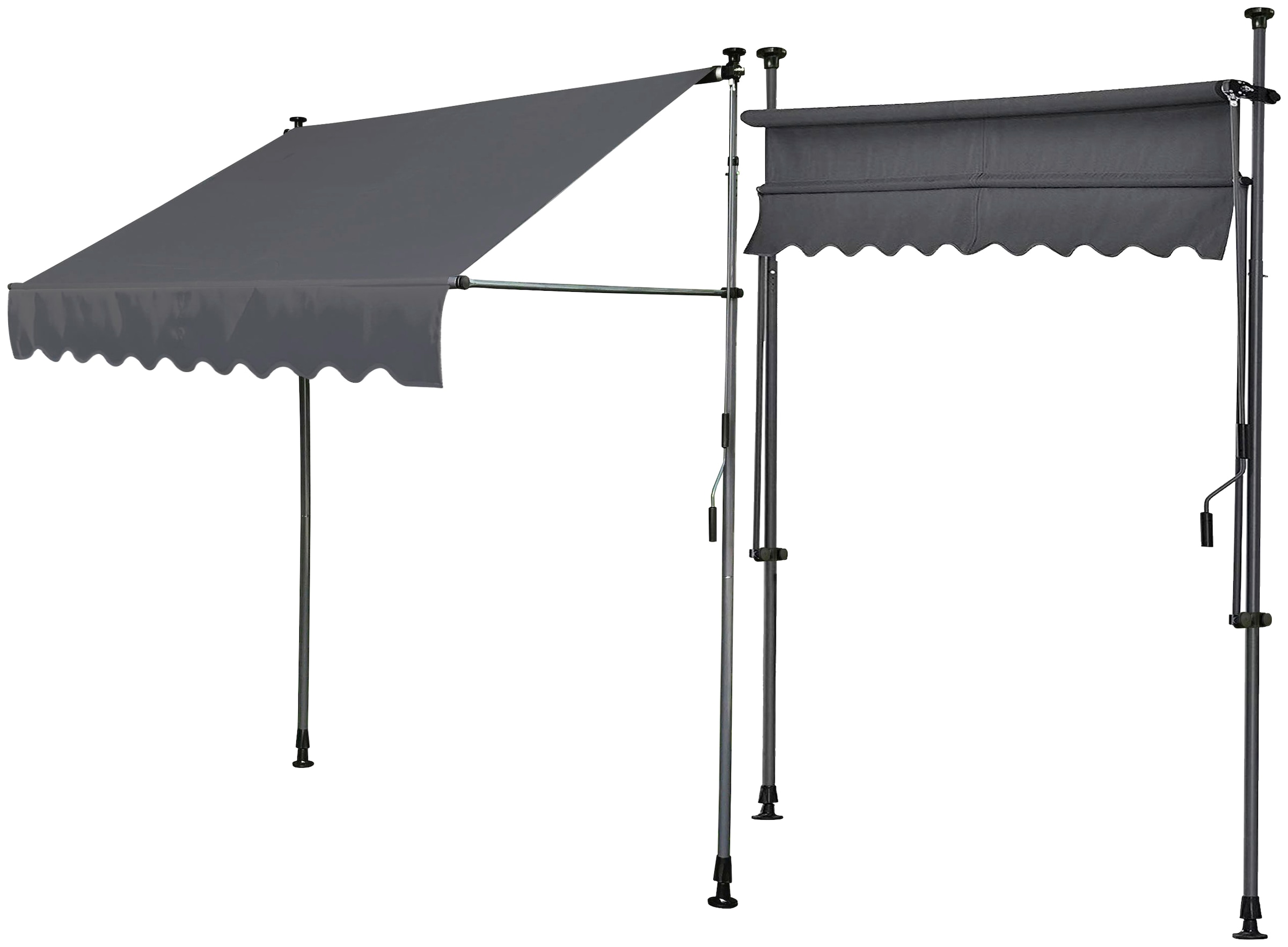 Quick Star Klemm-Senkrechtmarkise, 250 cm Breite, 130 cm Ausfall, Neigungswinkel verstellbar