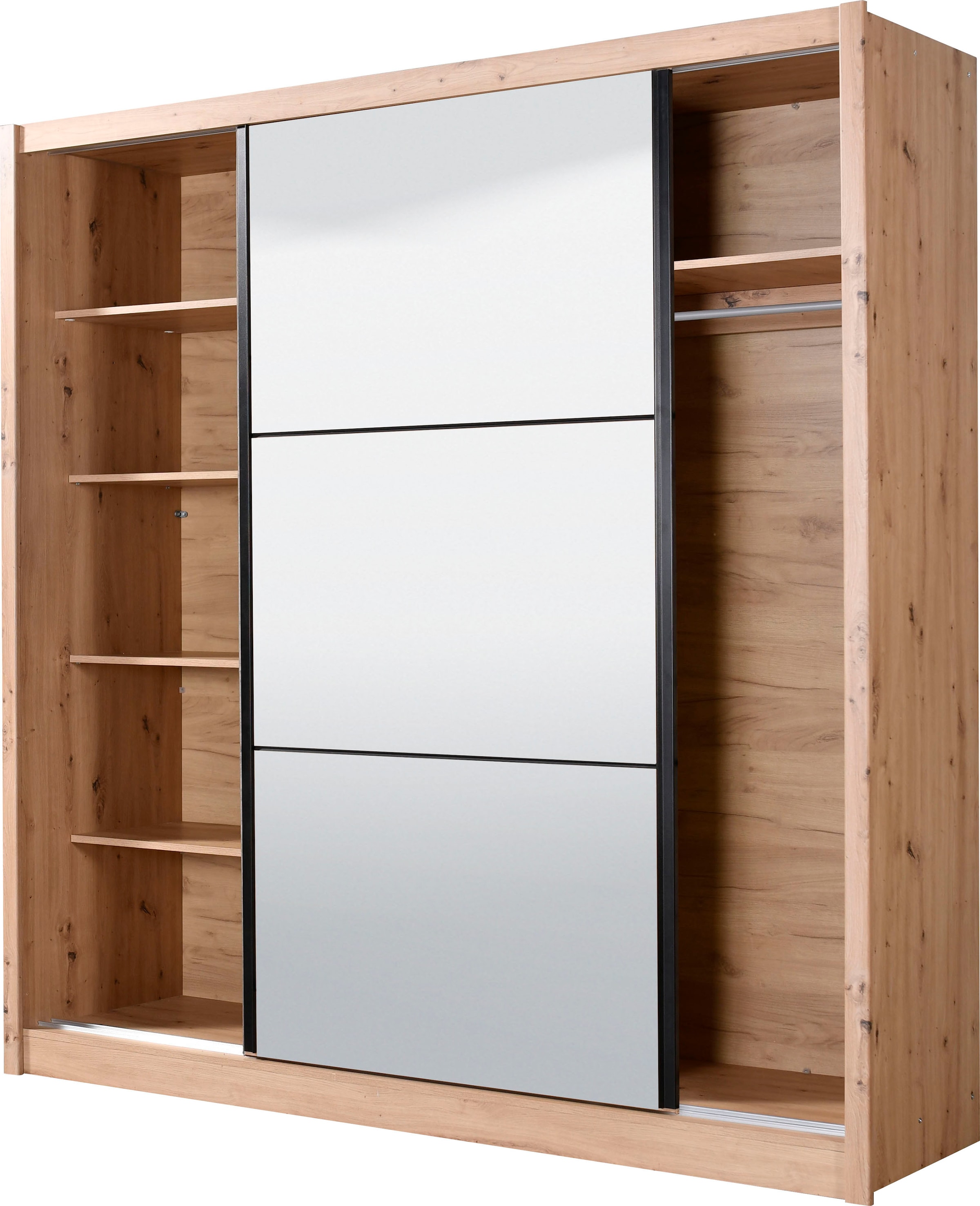INOSIGN Schwebetürenschrank »Navara Kleiderschrank mit Spiegel Wäscheschrank Garderobe«, mit großzügiger Innenausstattung, FSC®-zertifiziert, in 3 Breiten