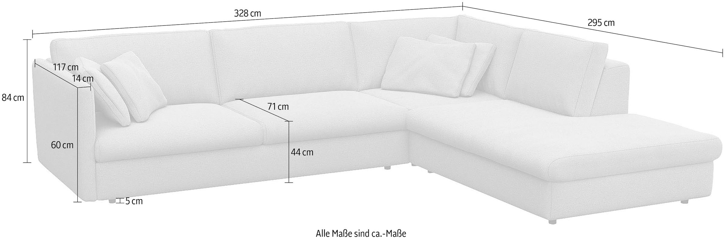 FLEXLUX Ecksofa »Lovane, elegant und zeitlos, bequem, L-Form«, Weich & anschmiegsam, große Sitztiefe auf Kaltschaum, Dekokissen inkl.