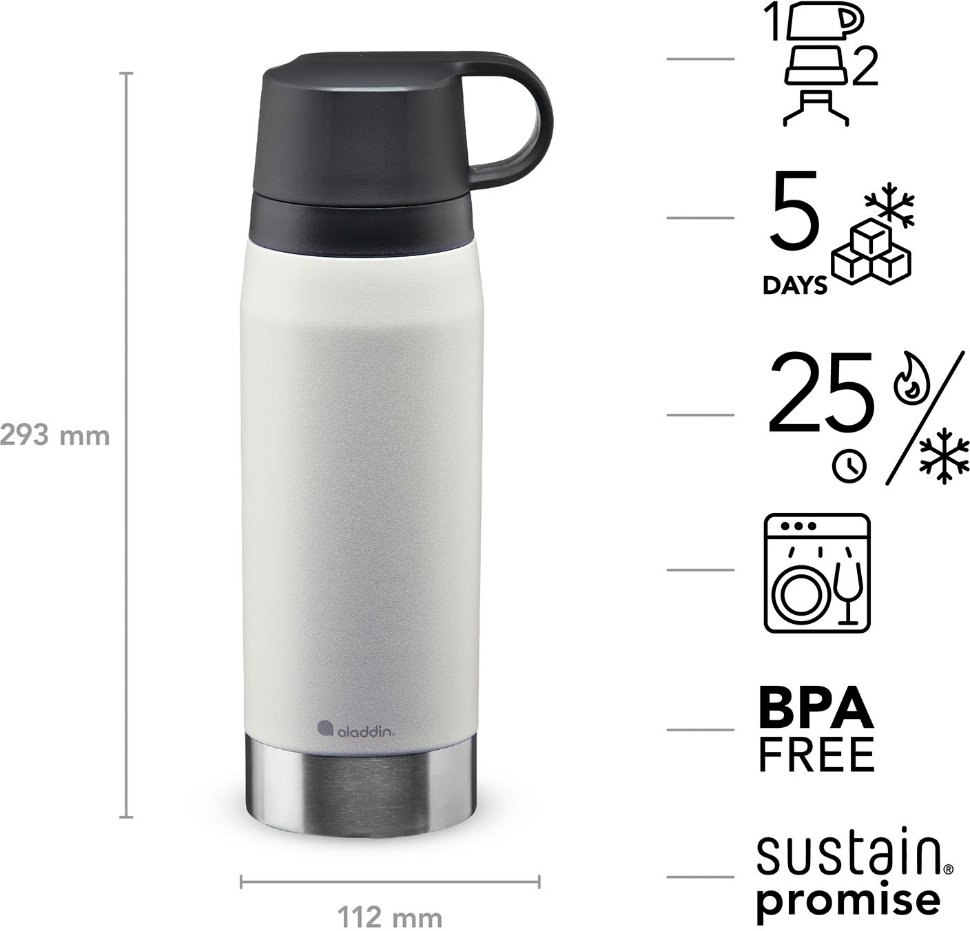 aladdin Thermoflasche »CitzPark Thermavac«, Edelstahl, 1.1 Liter