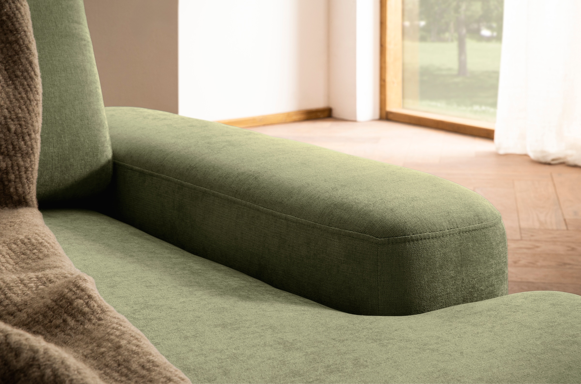 INOSIGN Ecksofa »TORGE (264cm), Schlafsofa in Cord, Samtvelours o Struktur fein, L-Form«, Schlaffunktion, Bettkasten, Liegefläche: 125/210 cm