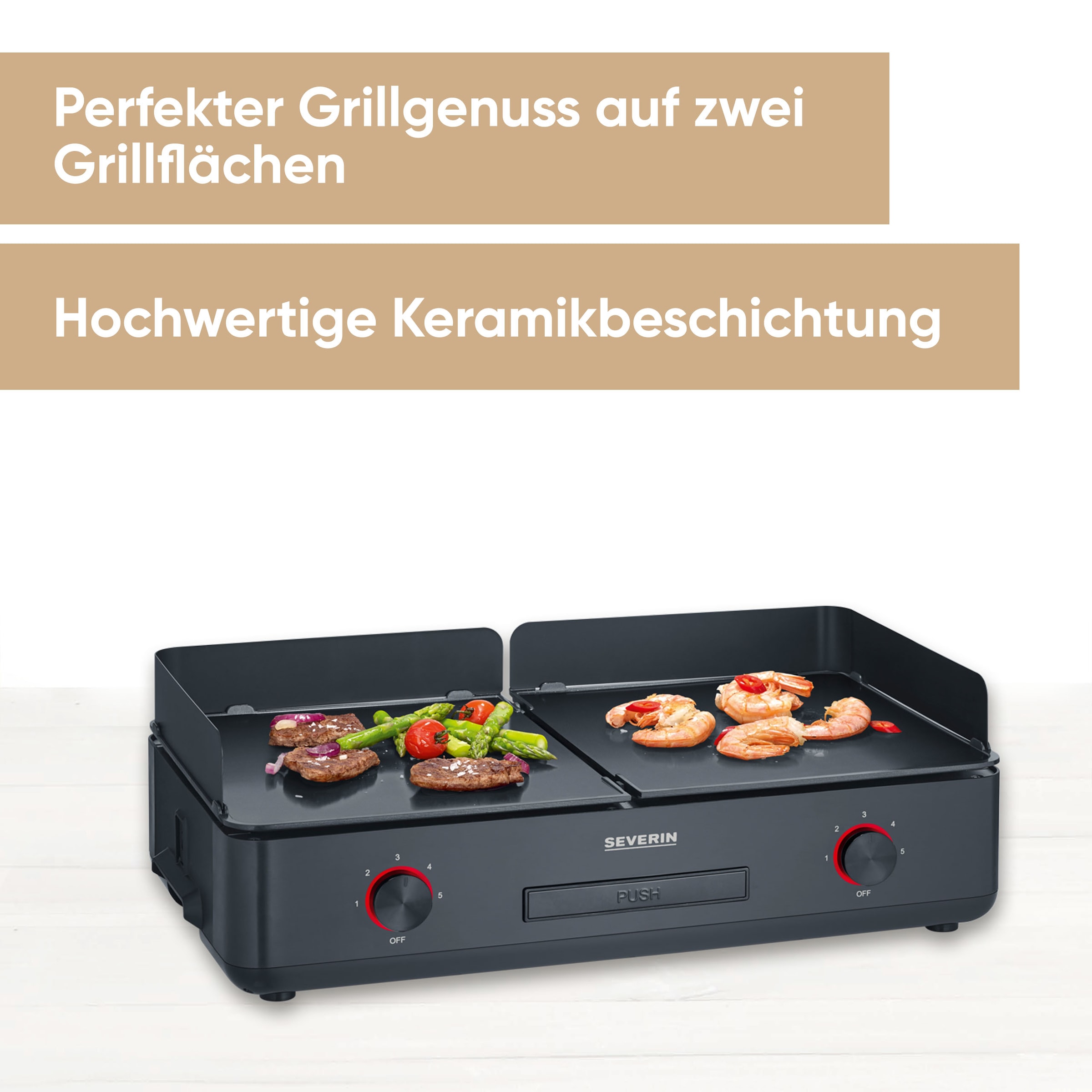 Severin Standgrill »PG 8568« 2200 W Elektrogrill mit Grillplatte, als Stand- oder Tischgrill nutzbar