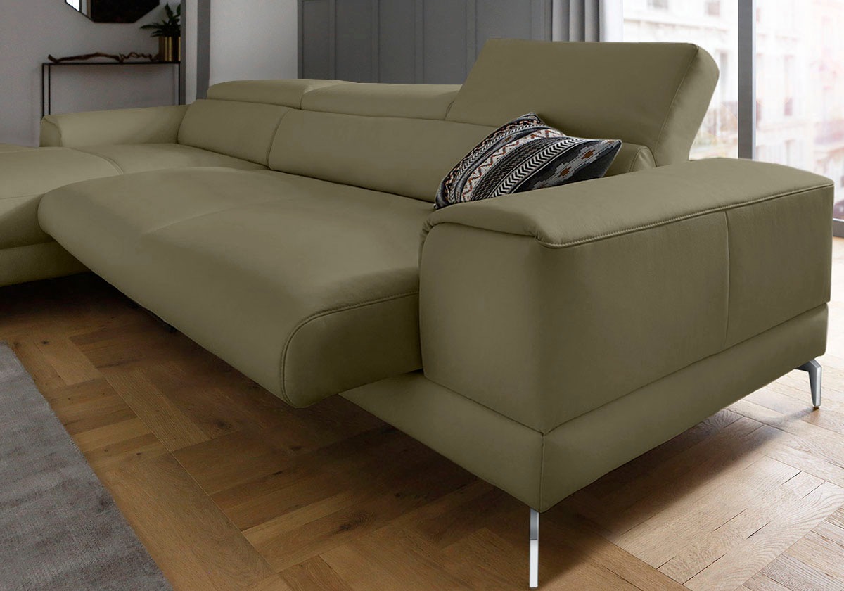 W.SCHILLIG Ecksofa »piedroo, Designsofa mit tollem Sitzkomfort, elegant und bequem, L-Form«, Kopfteilverstellung, wahlweise mit Sitztiefenverstellung, Breite 343cm