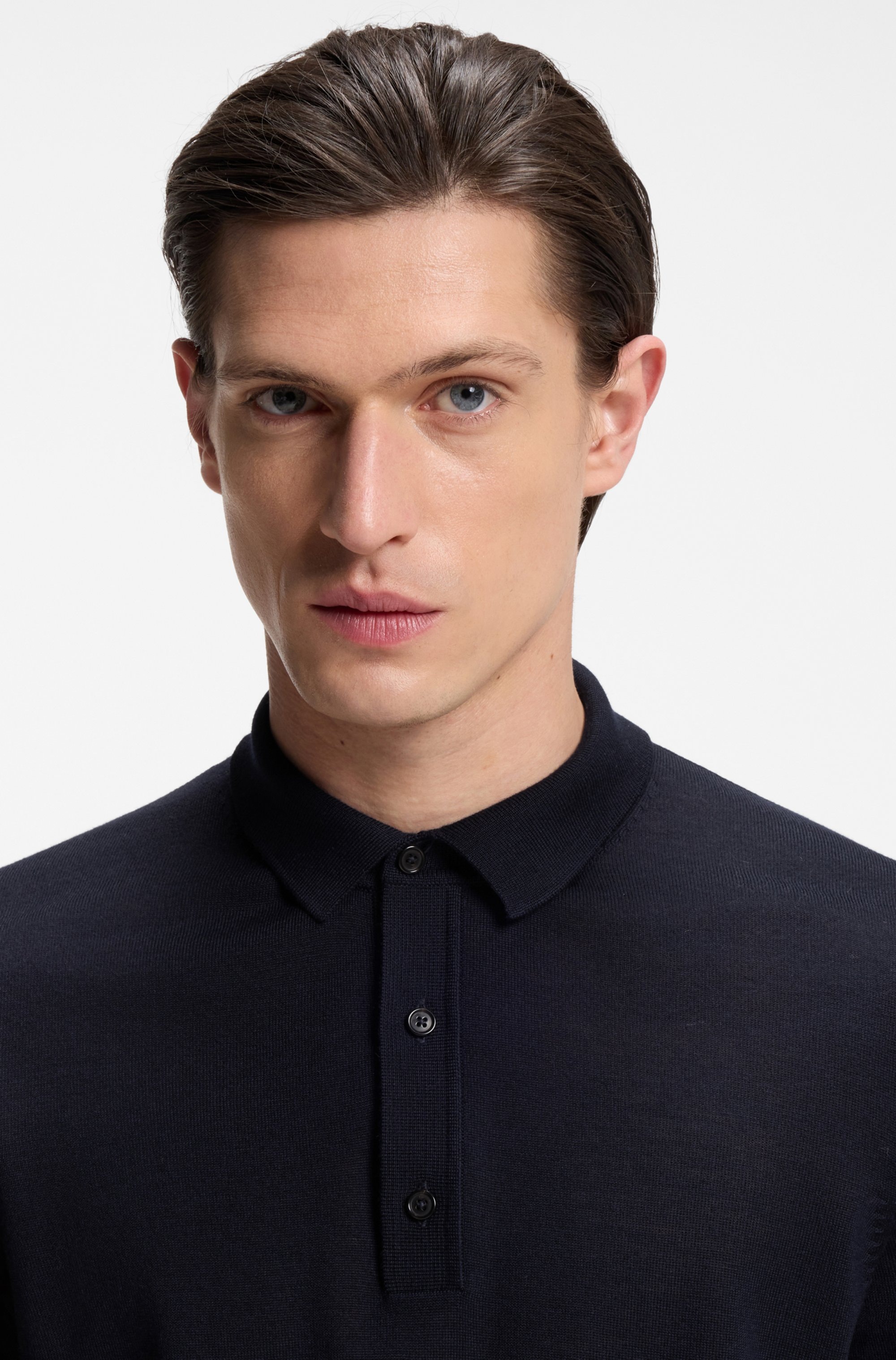 BOSS Kurzarmpullover »Nolano« aus Schurwolle, Polokragen