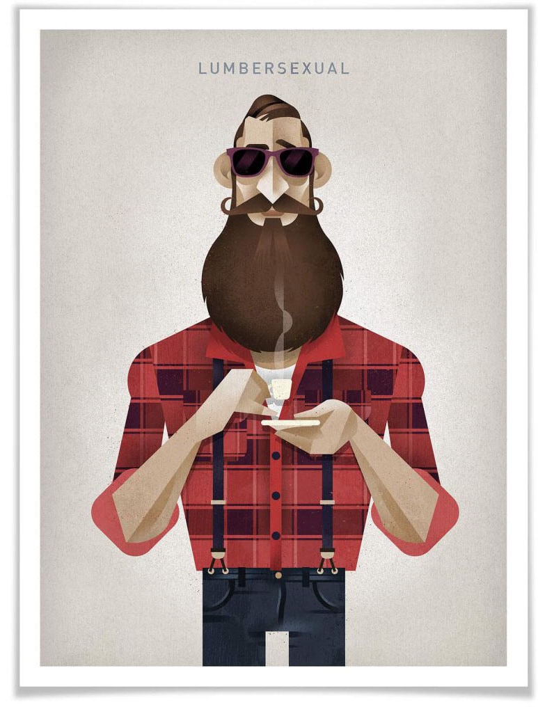 Wall-Art Poster »Lumbersexual«, Schriftzug, (1 St.), Poster ohne Bilderrahm günstig online kaufen