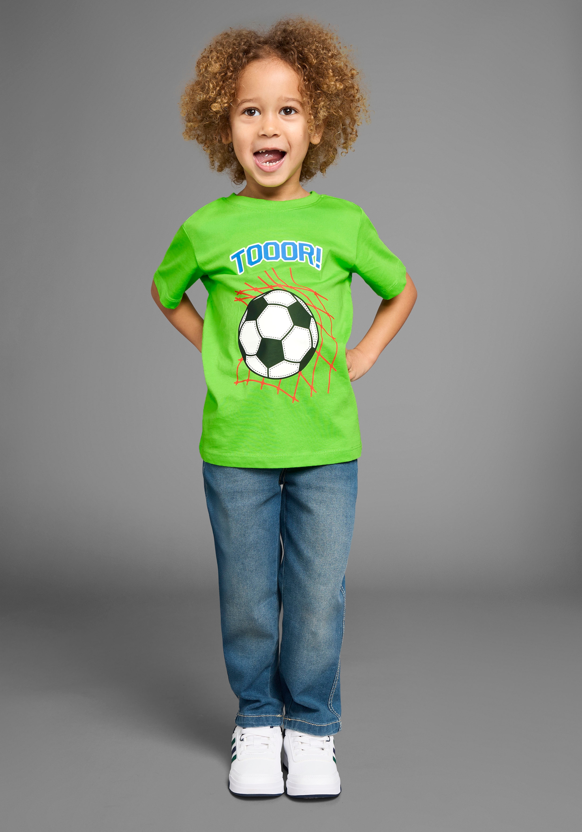 KIDSWORLD T-Shirt »Fußball-Print: TOOOR«, Kurzarm, Basic-Passform, mit Statements/Sprüchen
