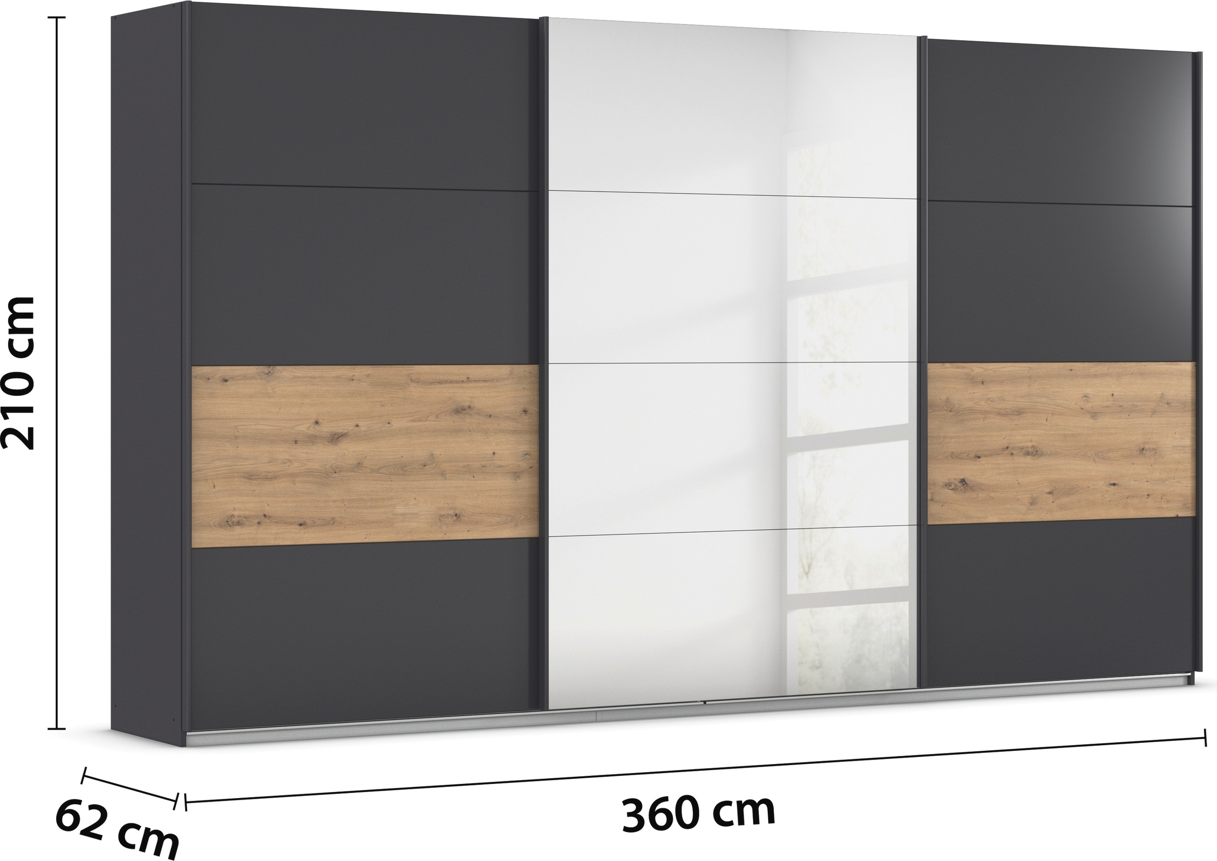 rauch Schwebetürenschrank »Schwebetürenschrank Kleiderschrank Schrank Garderobe CORTONA«, inkl. Inneneinteilung, 2 Stoffboxen und zusätzlichen Einlegeböden