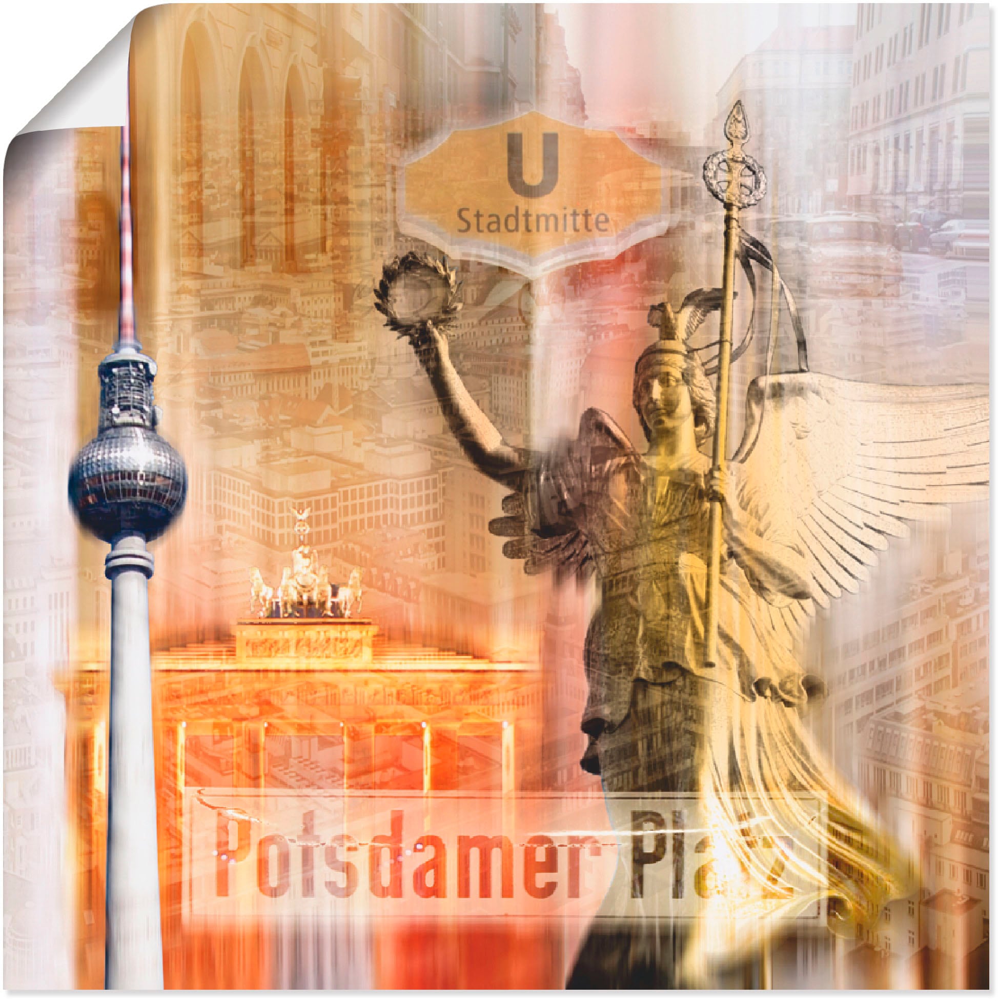 Artland Poster »Berlin Skyline Collage V«, Gebäude, (1 St.), als Leinwandbild, Wandaufkleber oder Poster in versch. Größen
