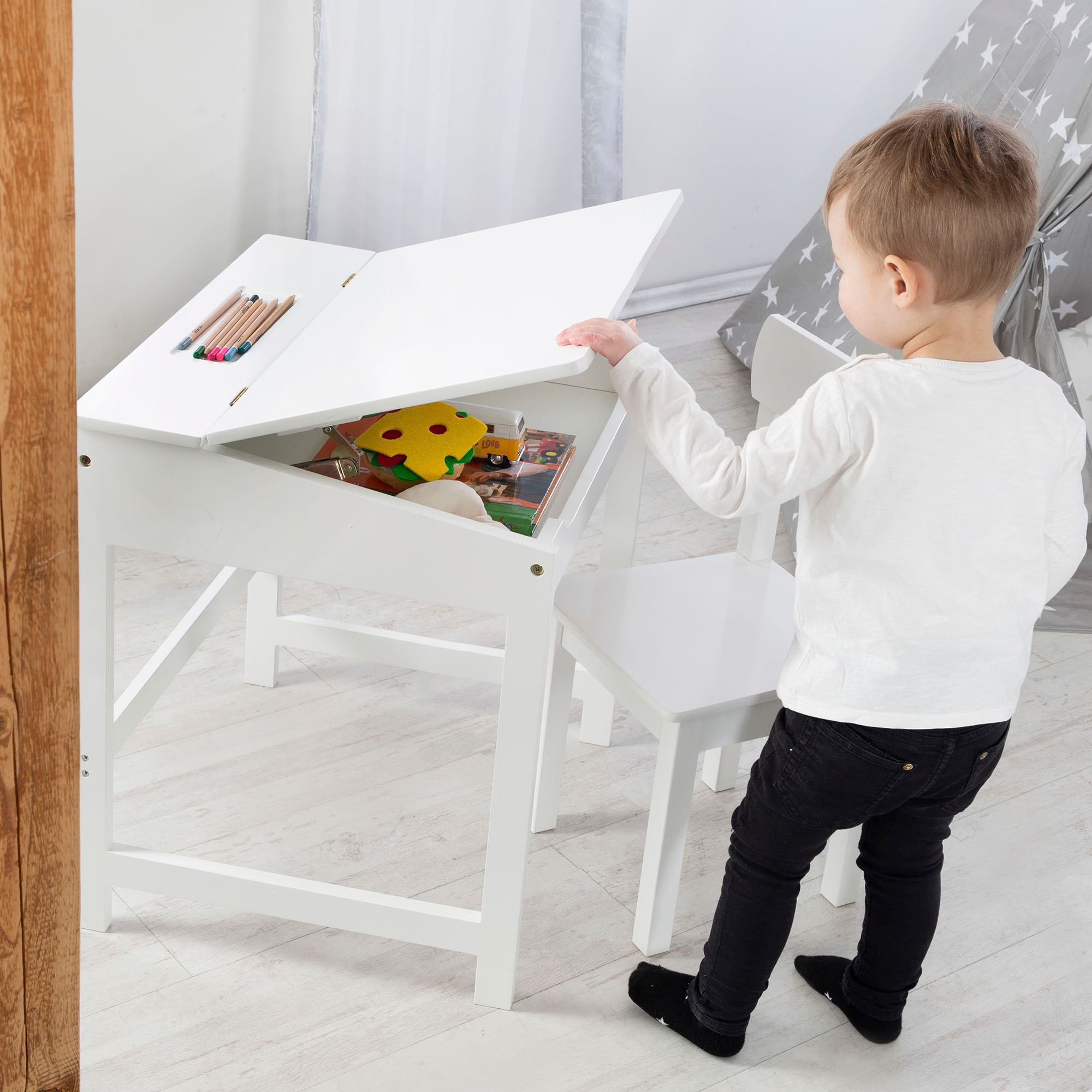 roba® Kinderschreibtisch »Schulpult, weiß«, inkluisve Stuhl online  bestellen