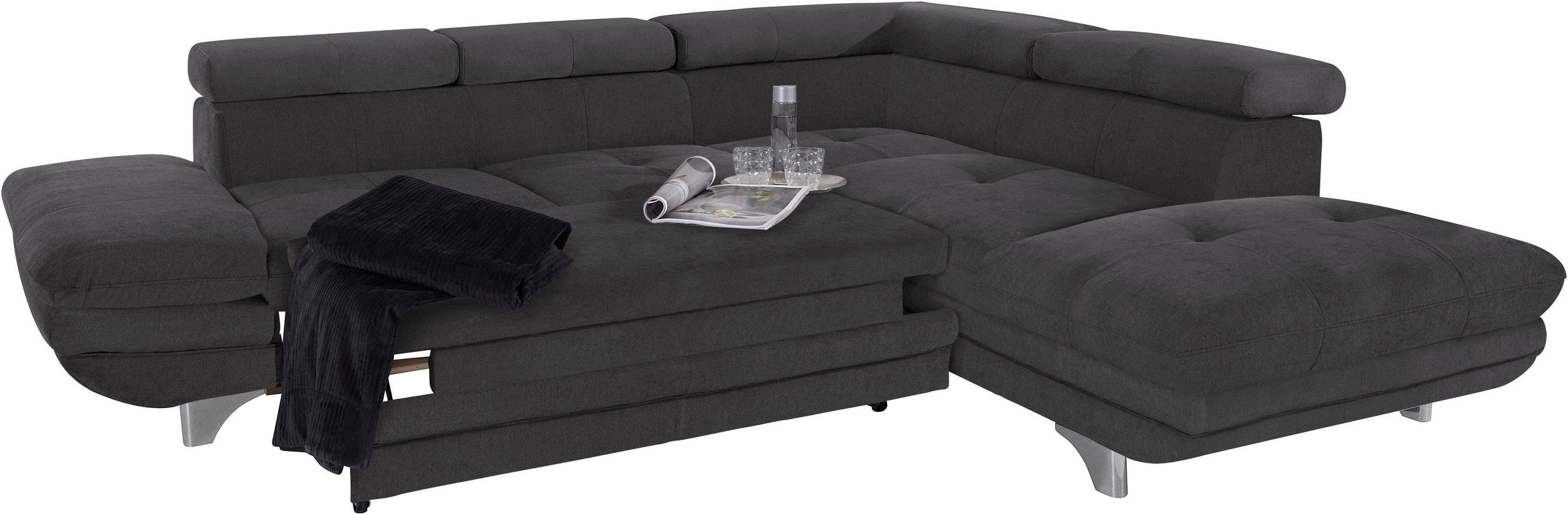 COTTA Polstergarnitur »Enterprise L-Form«, (Set), Set bestehend aus: Ecksofa mit Arm- & Kopfteilverstellung & Hocker