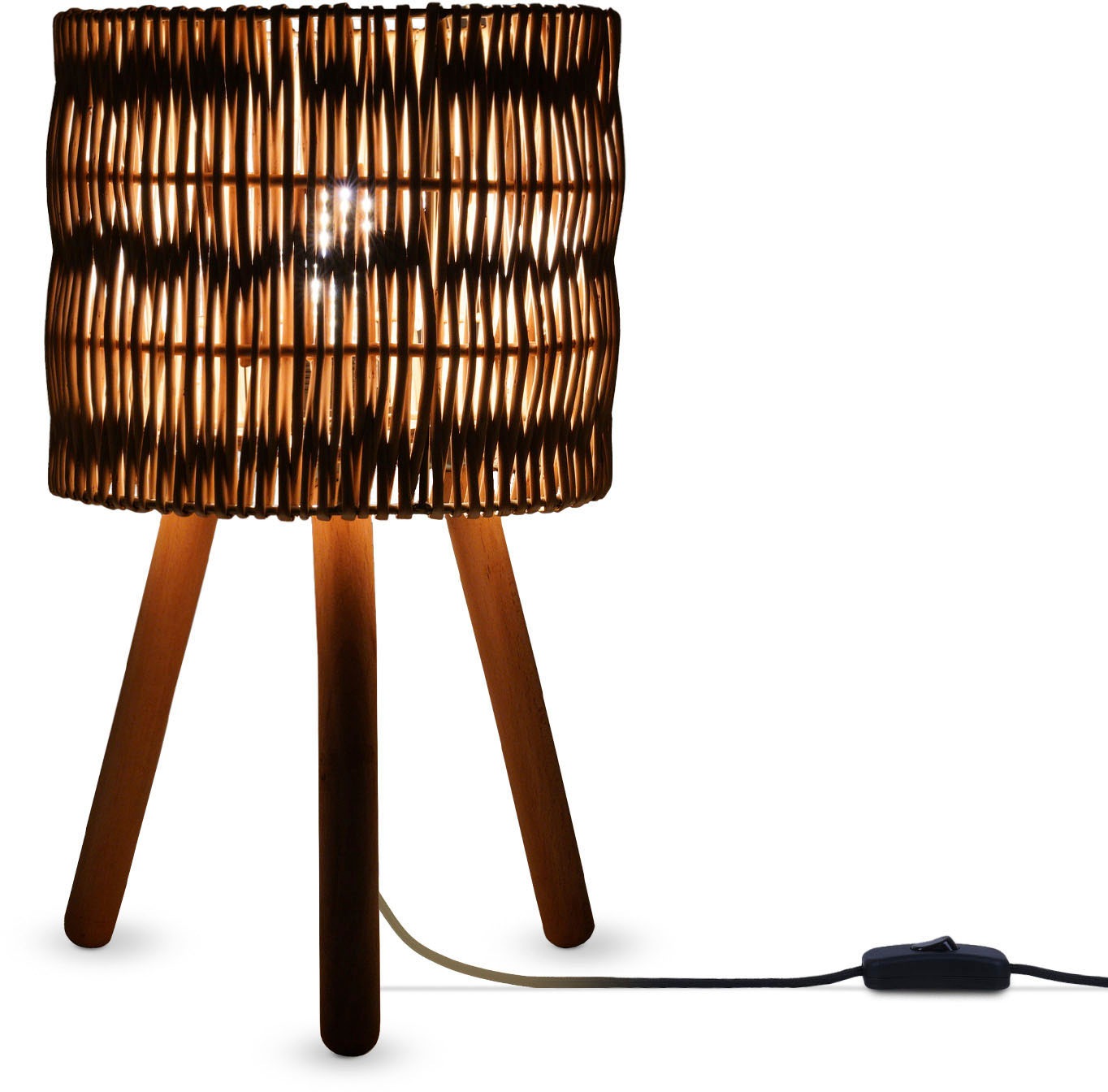 PACO HOME Tischleuchte "JORGE", braun, Ø 24,5cm H: 41cm