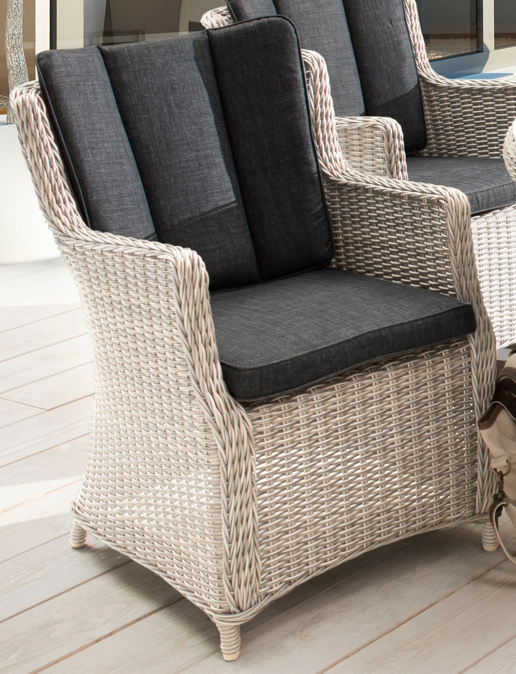 Destiny Garten-Essgruppe »LUNA« Set, 4x Sessel, 1x Tisch Ø 150x75cm mit Dre günstig online kaufen