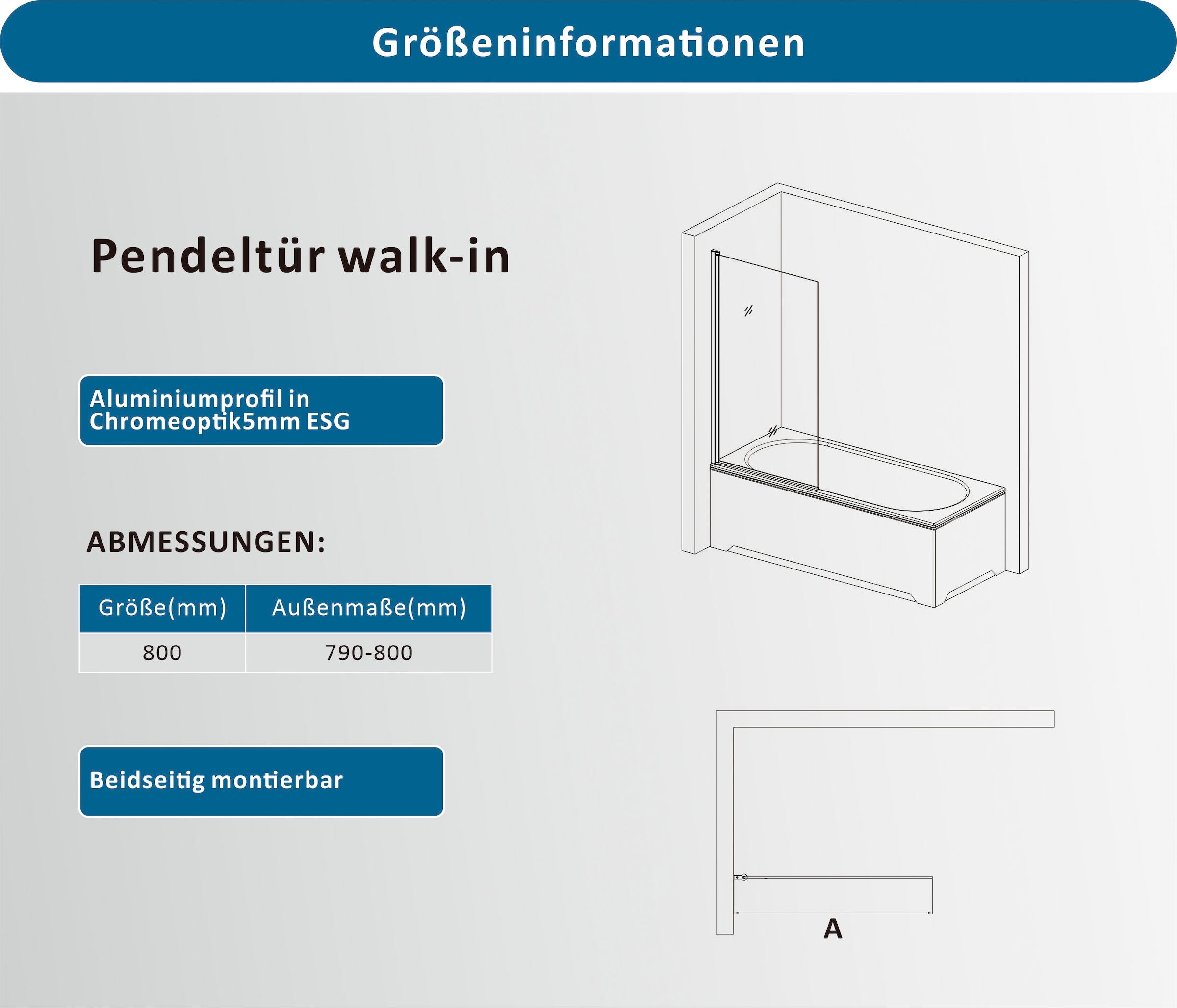 welltime Badewannenaufsatz »BWA Nassau Single Clear«