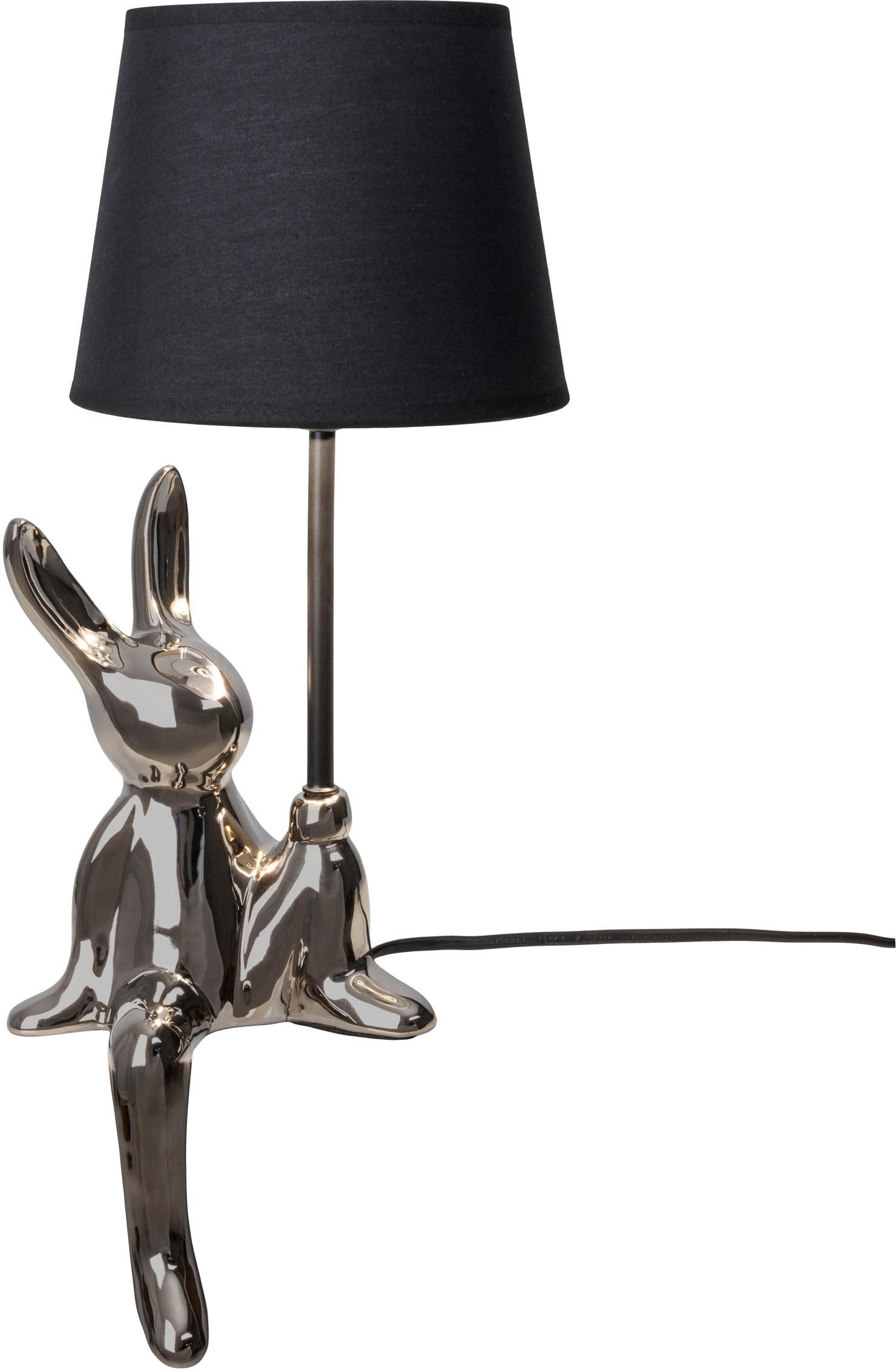 näve Tischleuchte »Helge Hase«, 1 flammig, Leuchtmittel E14 | ohne Leuchtmittel, Osterhase, Keramikfuß, Textilschirm schwarz, Ostern, Tischlampe