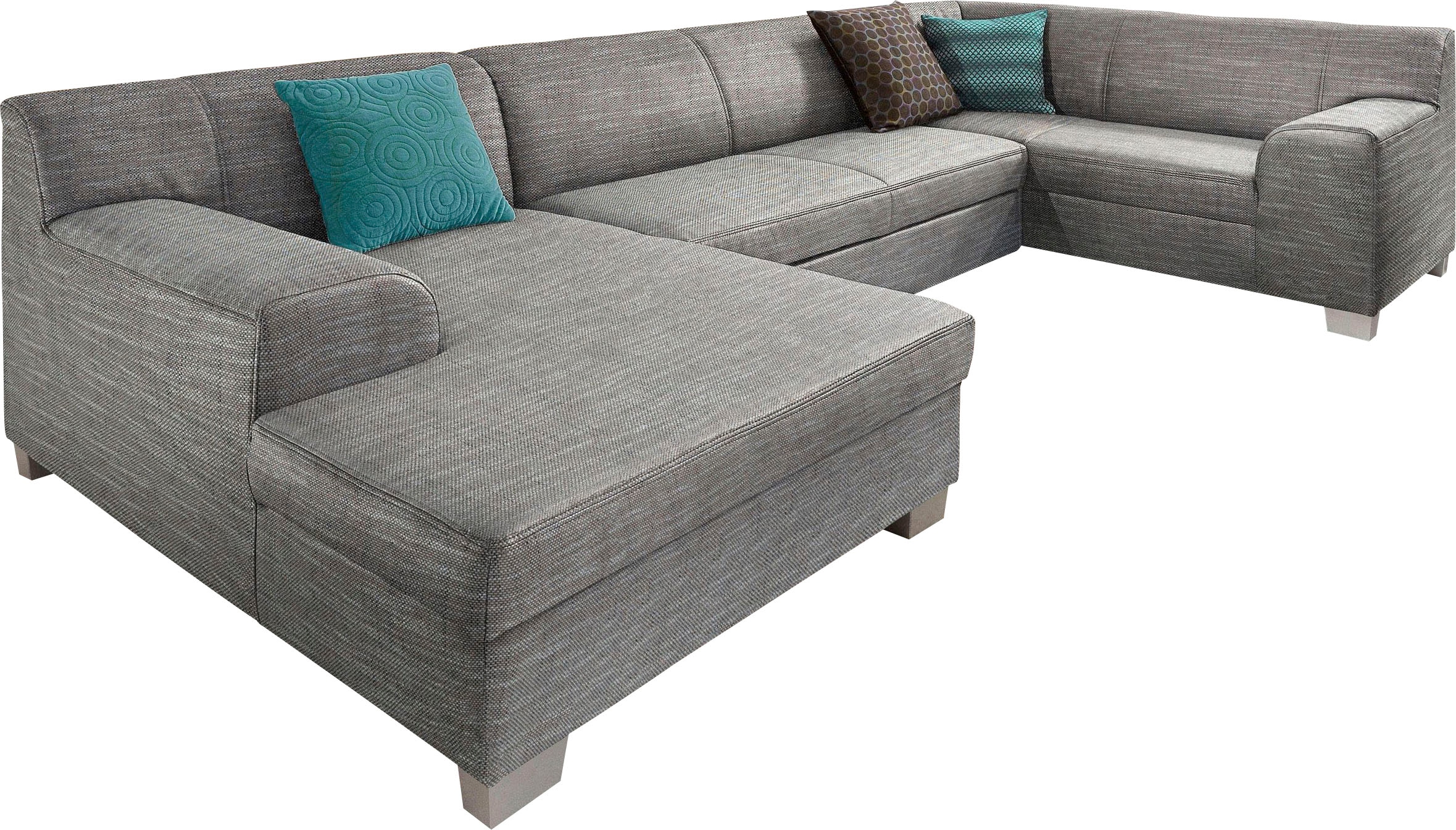DOMO collection Wohnlandschaft »Amando in vielen Bezugsvarianten, auch in Leder, komfortabel, U-Form«, wahlweise mit Bettfunktion, fester Sitzkomfort, frei im Raum stellbar