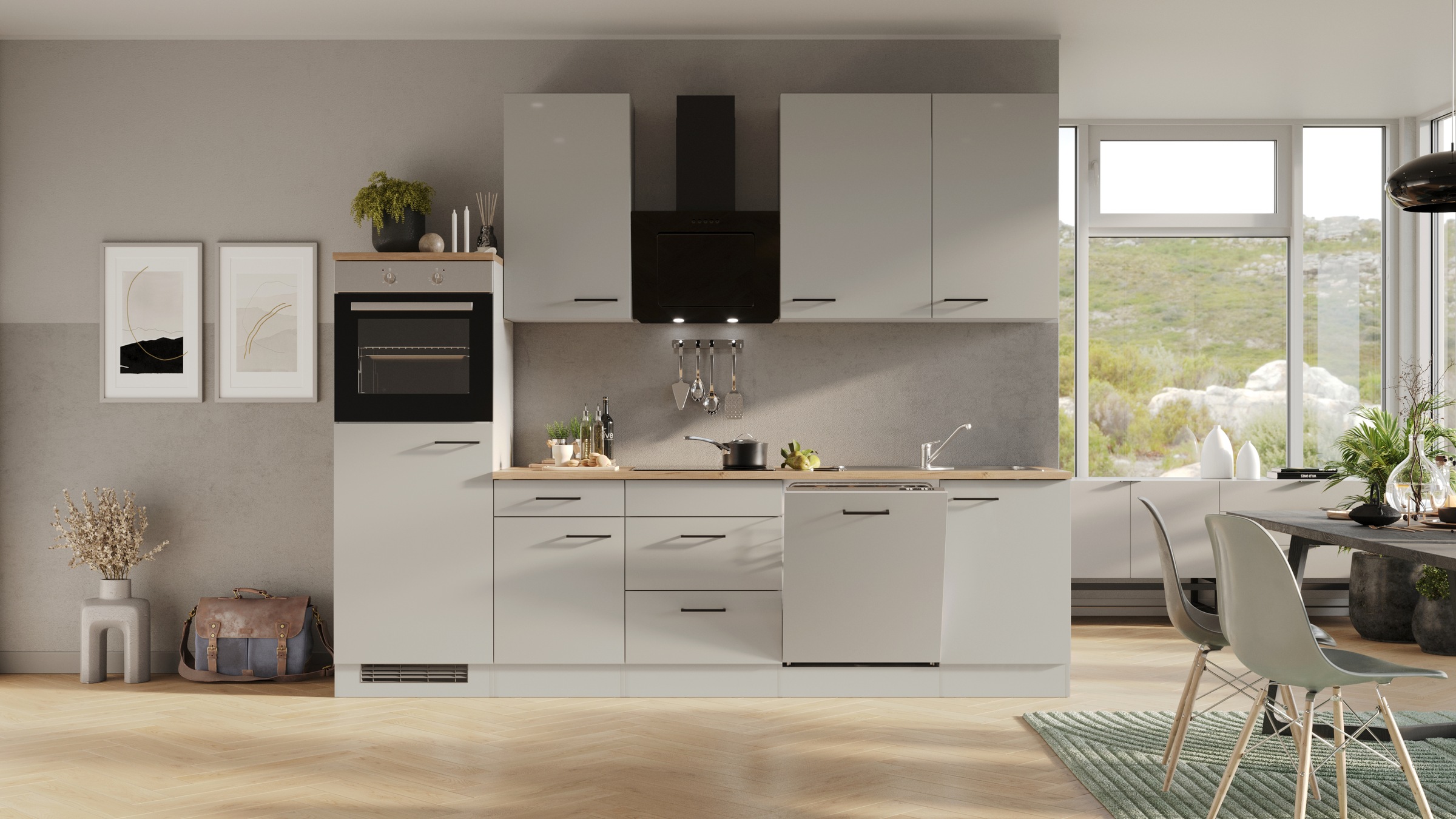 Flex-Well Küchenzeile »Lund« wahlweise mit E-Geräten, Breite 280 cm, glänze günstig online kaufen