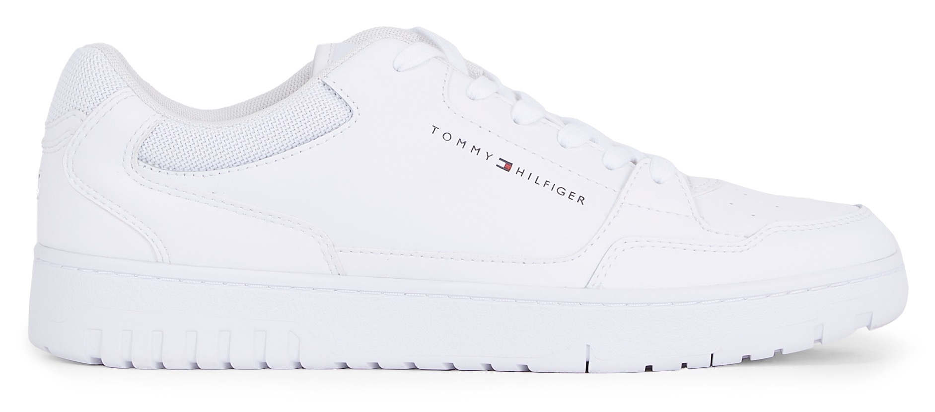 Tommy Hilfiger Sneaker »TH BASKET CORE LEATHER ESS«, mit gepolstertem Schaftrand, Freizeitschuh, Halbschuh, Schnürschuh