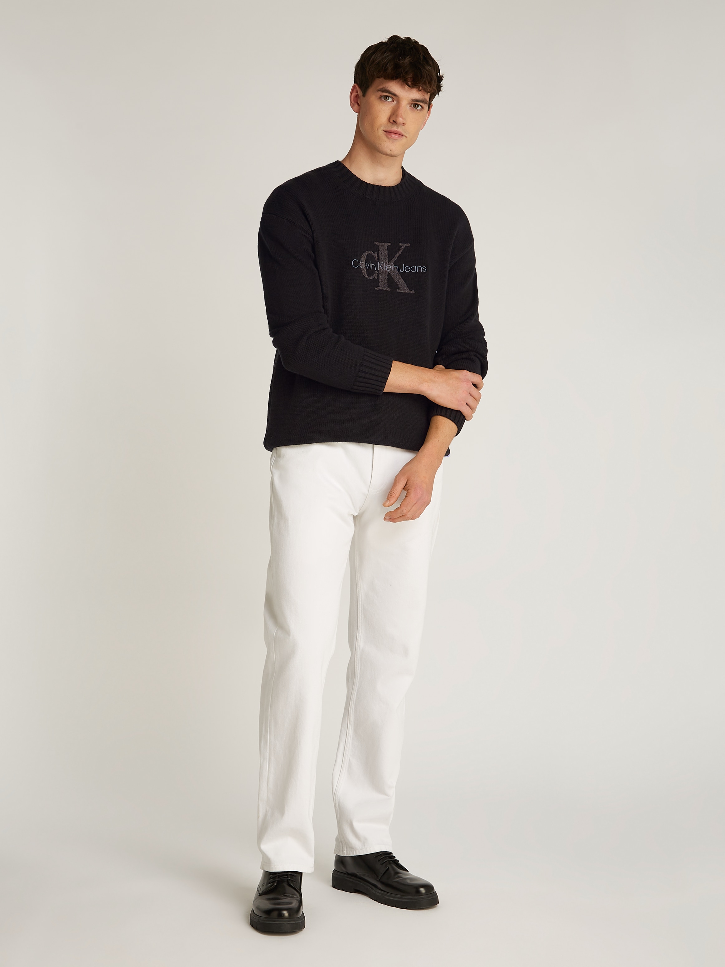 Calvin Klein Jeans Rundhalspullover »CHENILLE MONOLOGO SWEATER«, mit Logostickerei