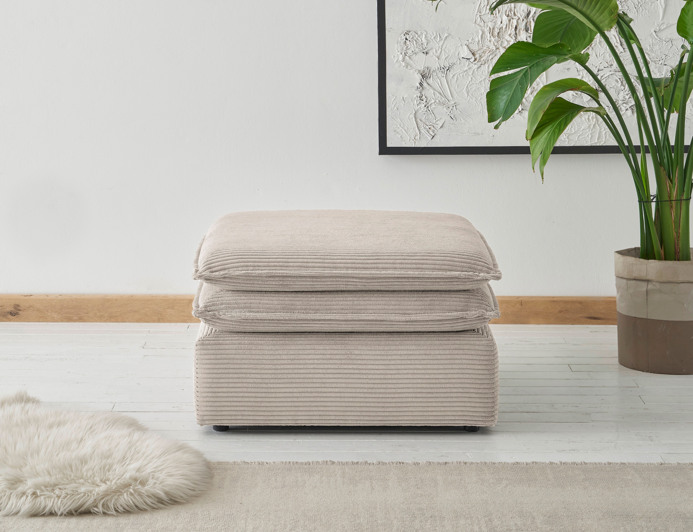 Home affaire Hocker »PIAGGE« Hochwertiger Cord, passend zum Sessel günstig online kaufen