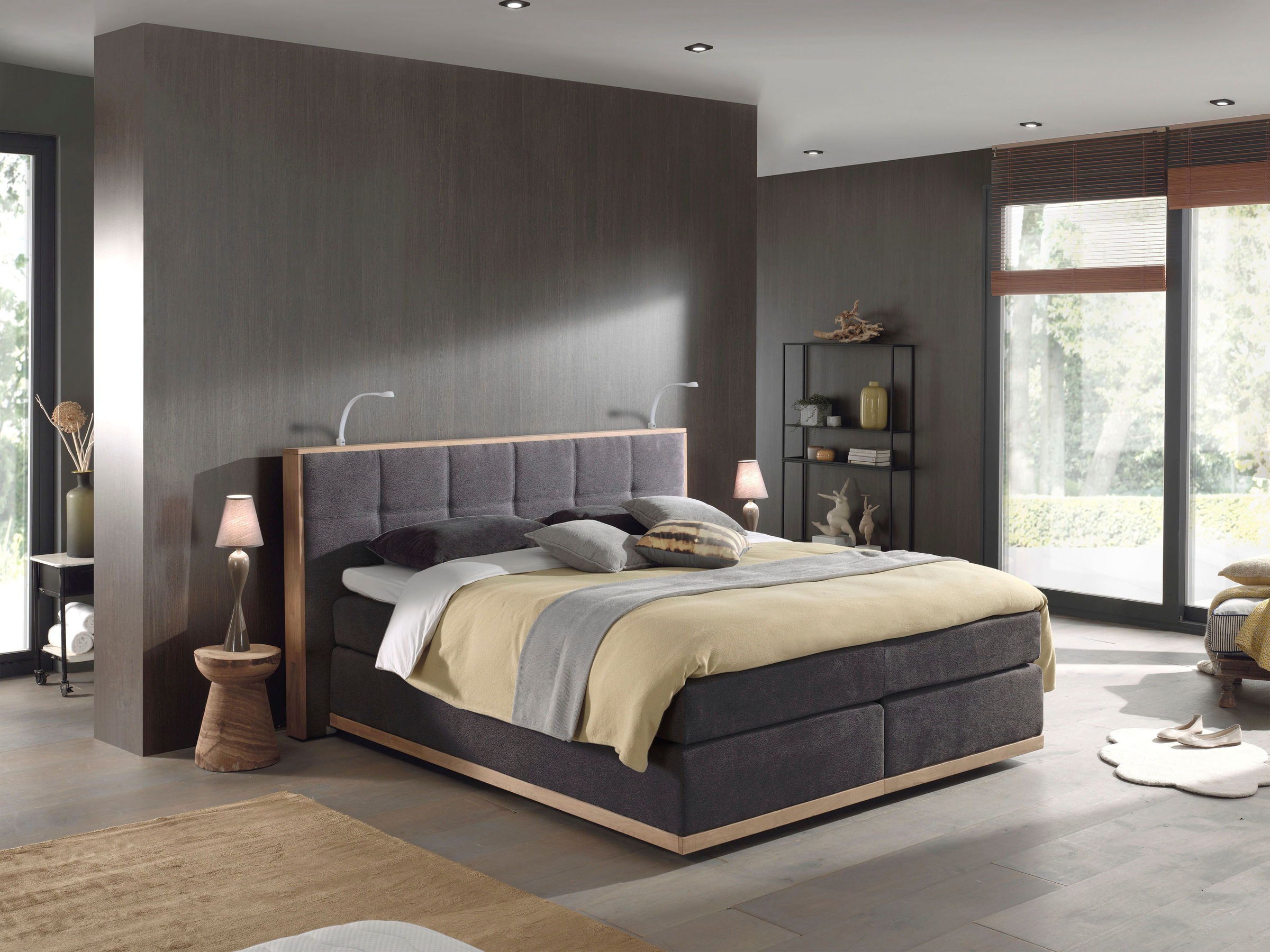Home affaire Boxspringbett »Vinton« aus Eiche, mit LED-Beleuchtung, verschiedene Härtegrade (auch H4)