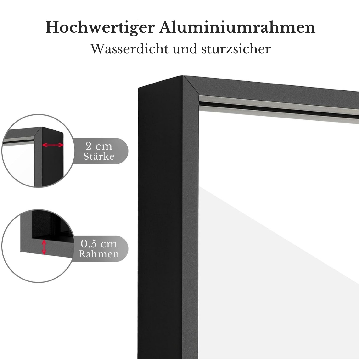 Loevschall Wandspiegel »Rechteckige Spiegel mit schwarzem Alurahmen, wendbar, einfache Montage«, (2 Größen - 51x76 / 61x76 cm, vertikal und horizontal möglich, Schwarz), Spiegel für Schlafzimmer, Wohnzimmer, Garderobe, Flur und Badezimmer