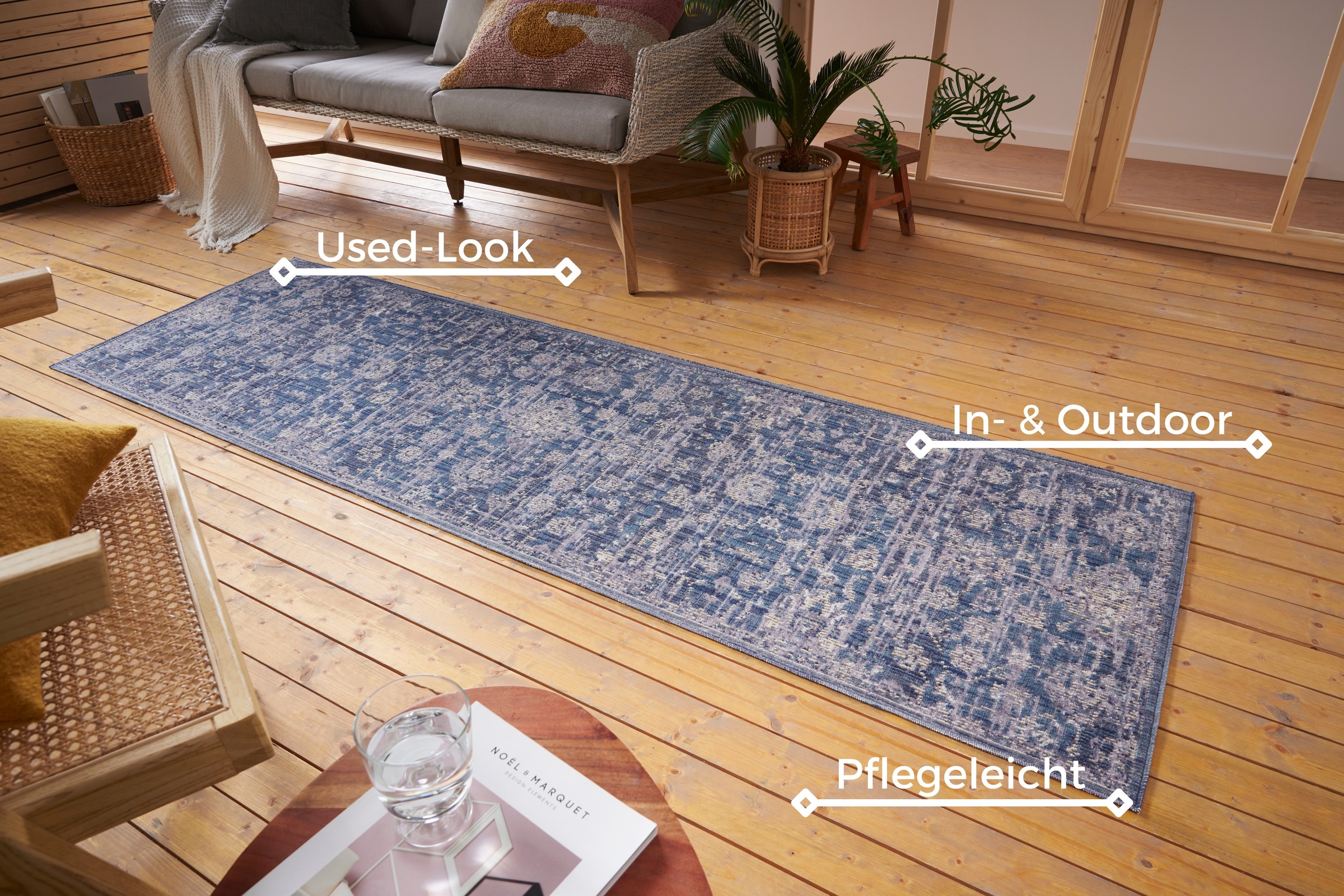 HANSE Home Teppich »Alexandria«, rechteckig, 3 mm Höhe, In-& Outdoor, Läufer, Wetterfest, Balkon, Wohnzimmer, Orient