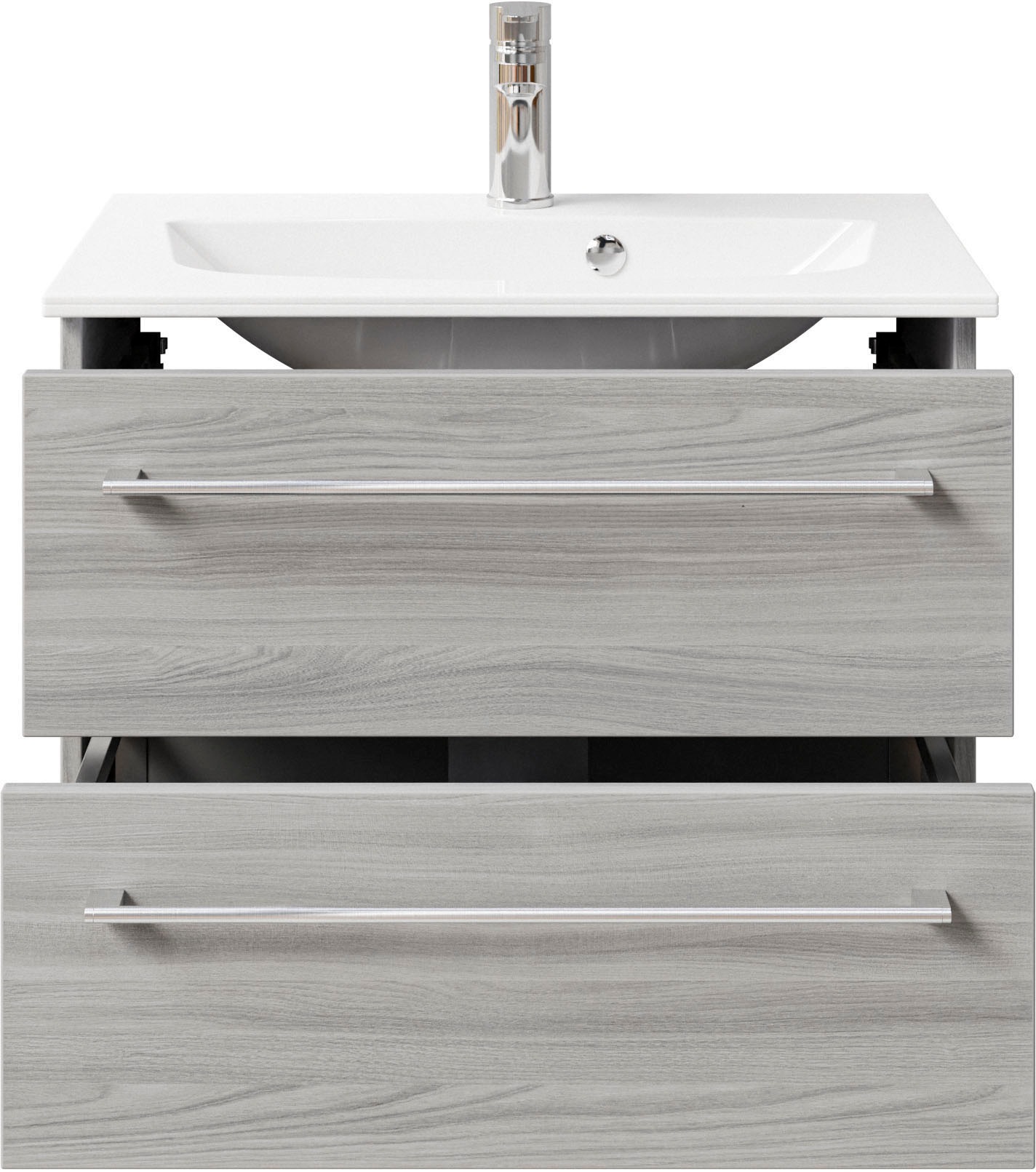 Saphir Waschtisch »Serie 6025 Mineralmarmor-Waschtisch mit Unterschrank, 67 cm breit«, Waschplatz mit 2 Schubladen, hängend, verschiedene Ausführungen