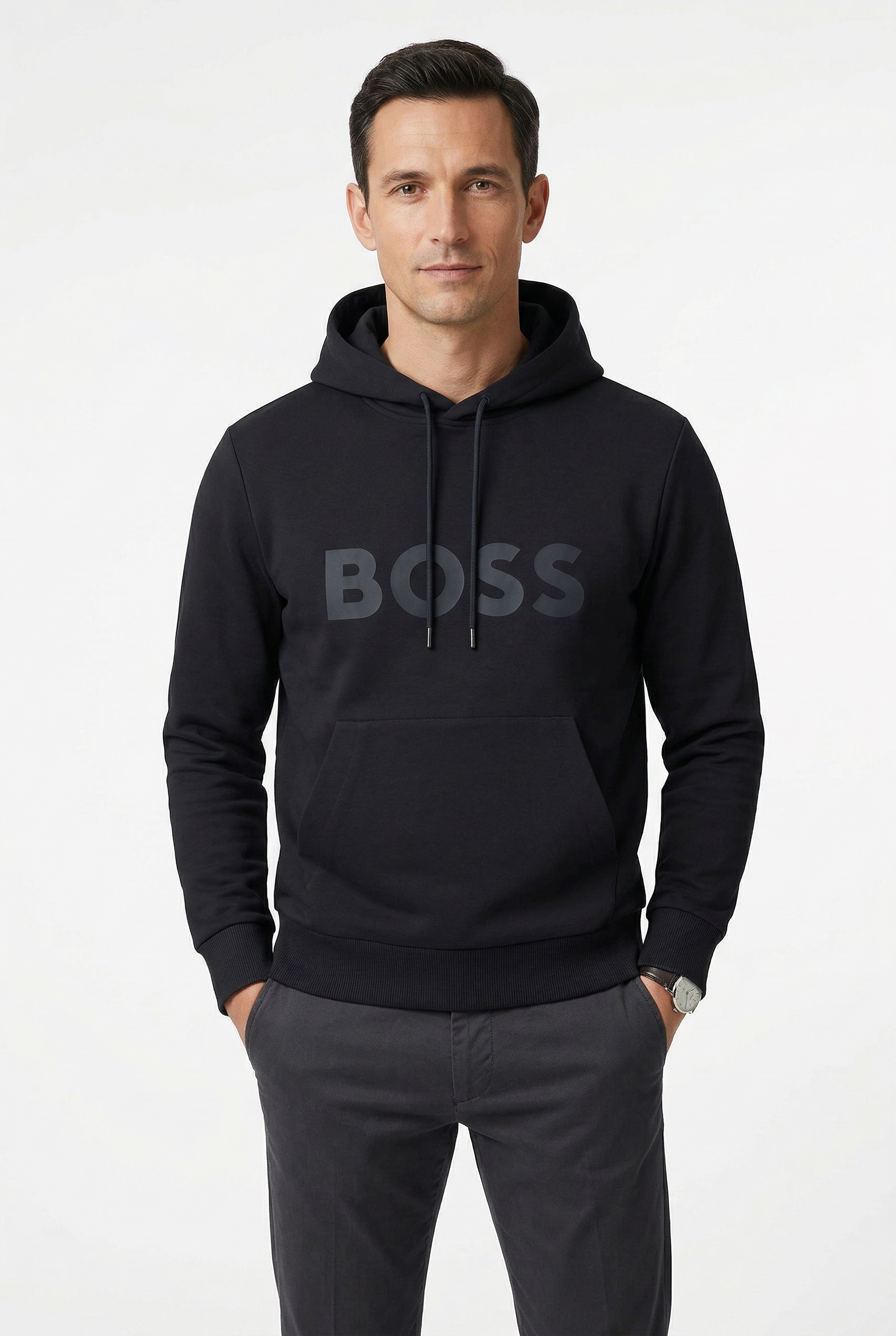 BOSS GREEN Hoodie »Soody«, Regular Fit, Kapuze mit Kordel, Kängurutasche, Logo-Druck
