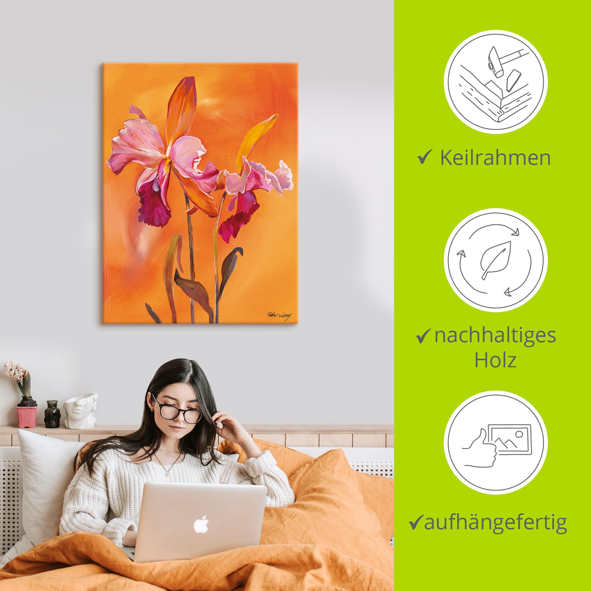 Artland Leinwandbild »Lilien-rosa«, Blumen, (1 St.), auf Keilrahmen gespannt