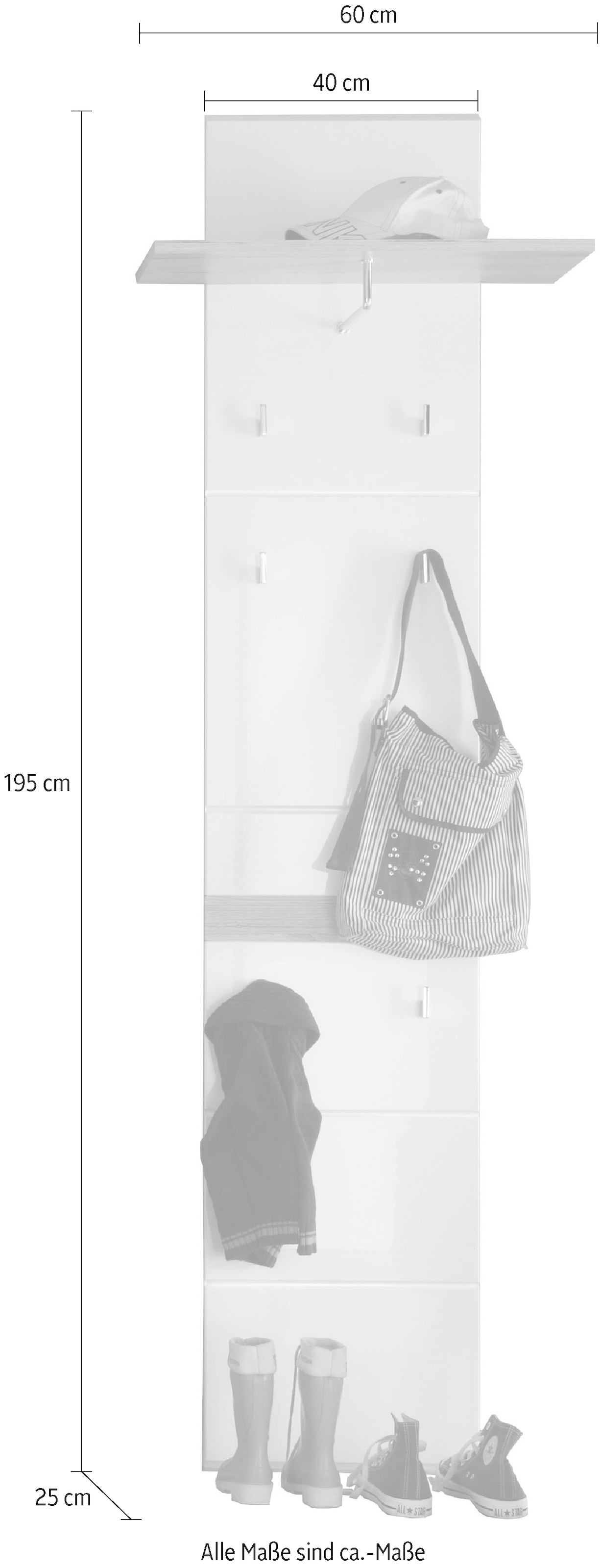 B/H/T hochglanz, kaufen im (3 eichefarben, weiß, cm ca.: Garderoben-Set St.), Online-Shop »Caracas«, INOSIGN 171/195/34